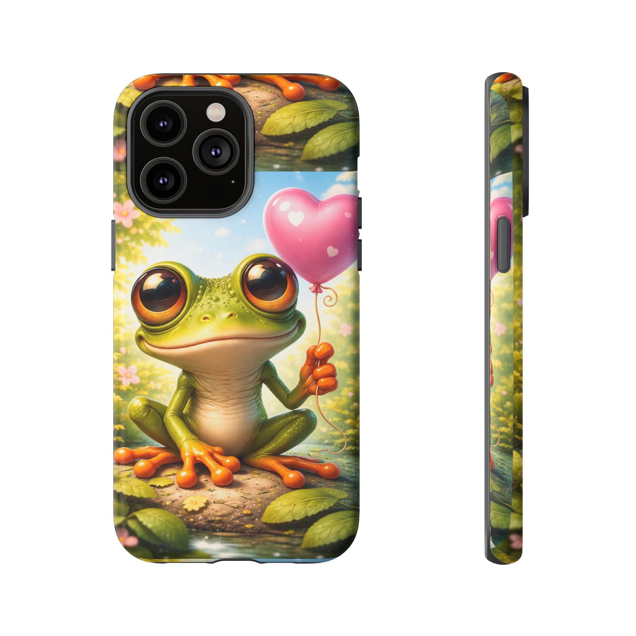 Frog Heart Balloon Phone Case — Glossy or Matte 3D Wrap Protective Case