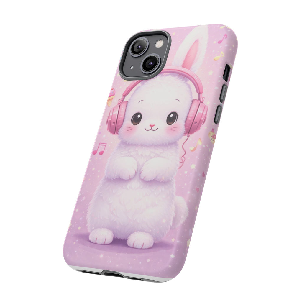Pastel Bunny with Pink Headphones Phone Case | Dual-Layer Protective Case