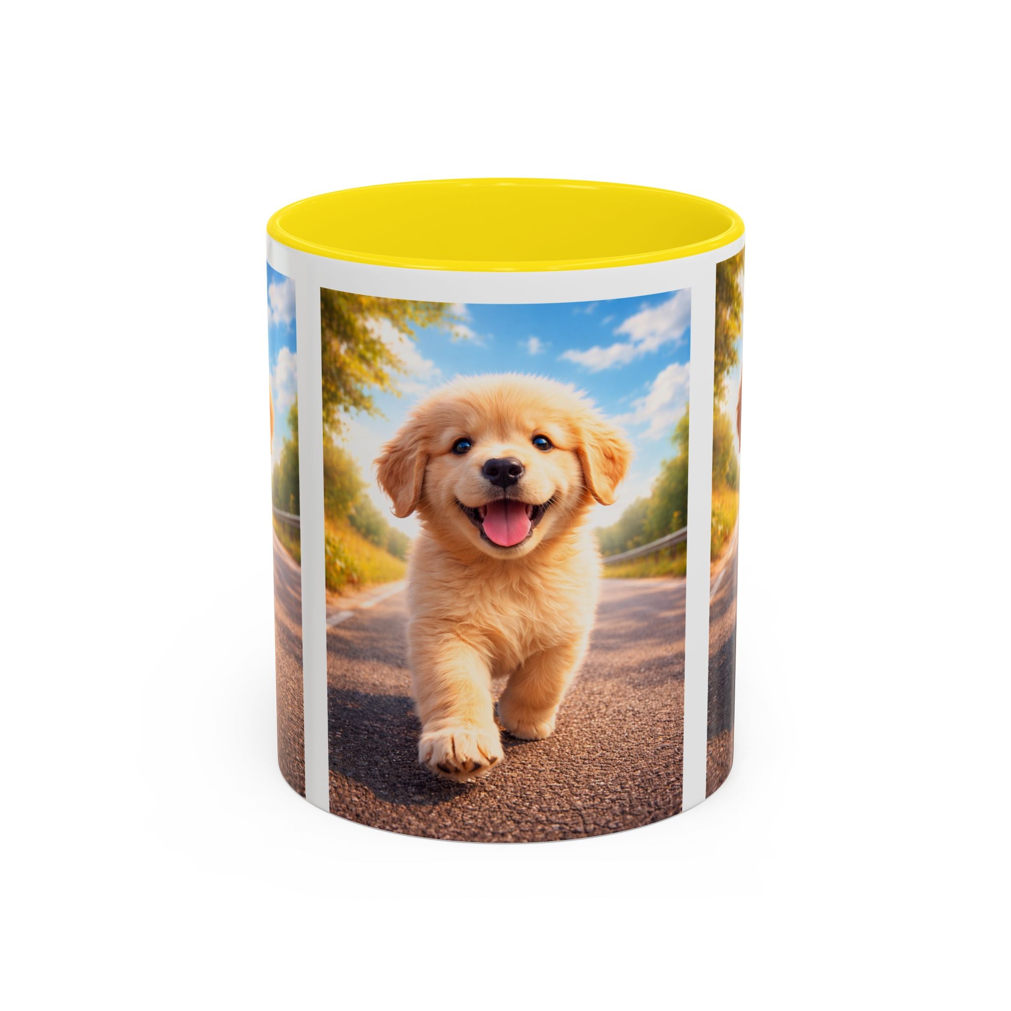 Golden Retriever Puppy Accent Coffee Mug — Cute Dog Photo Ceramic Mug (11/15oz)