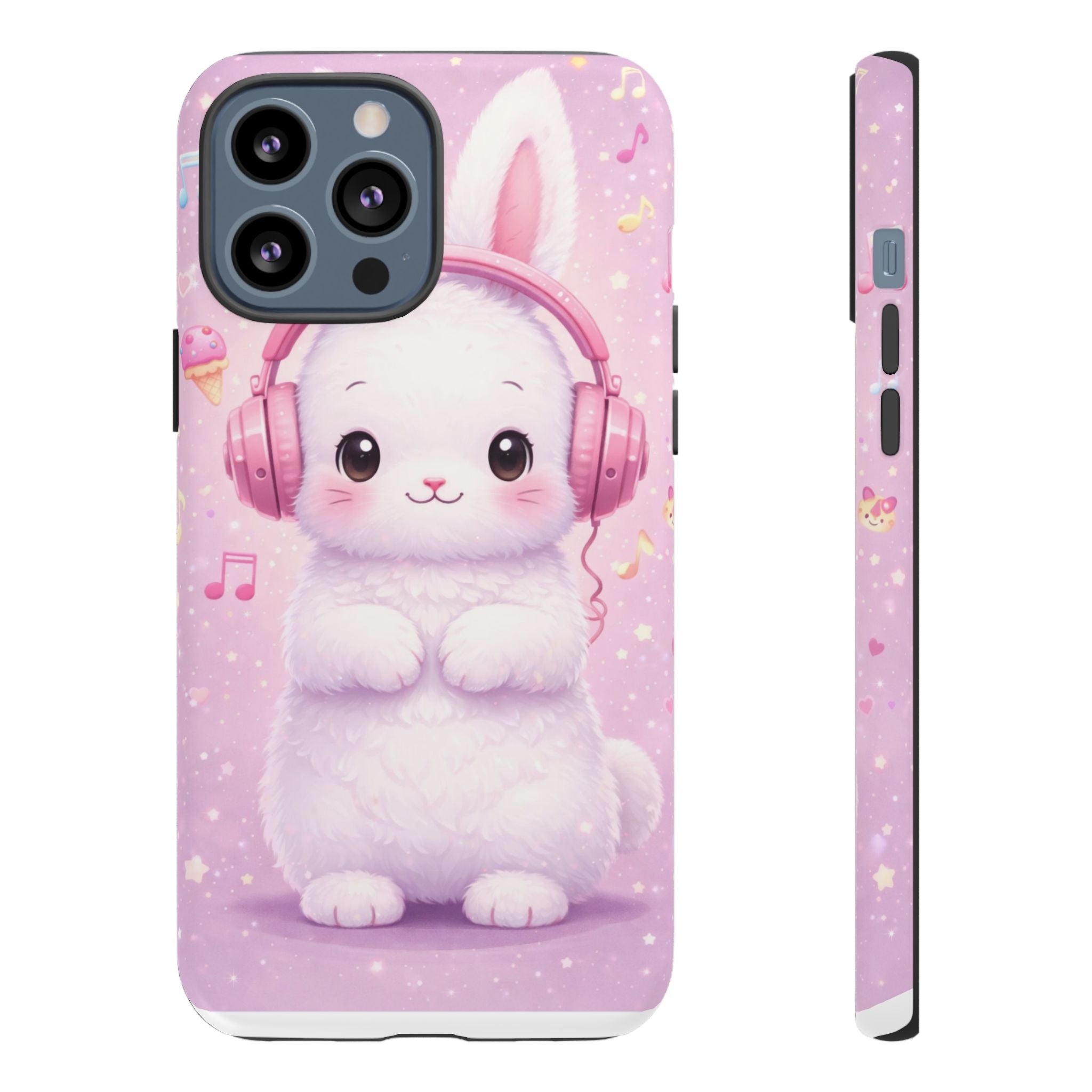 Pastel Bunny with Pink Headphones Phone Case | Dual-Layer Protective Case