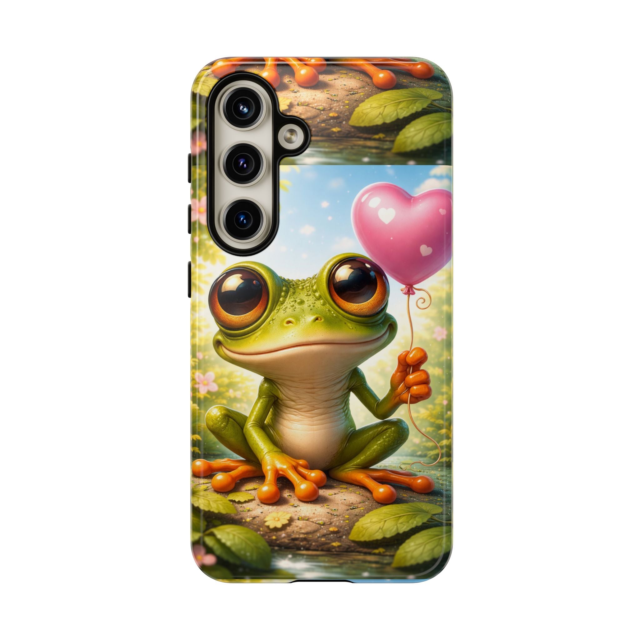Frog Heart Balloon Phone Case — Glossy or Matte 3D Wrap Protective Case