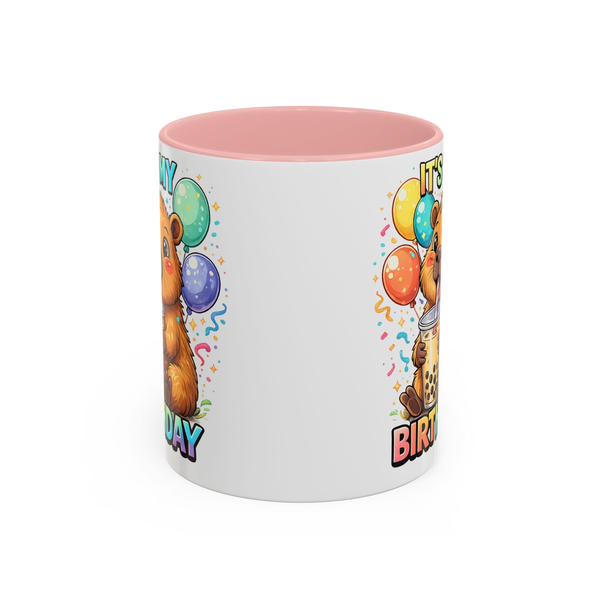Cute Bear Drinking Bubble Tea It's My Birthday Mug | Accent Coffee Mug