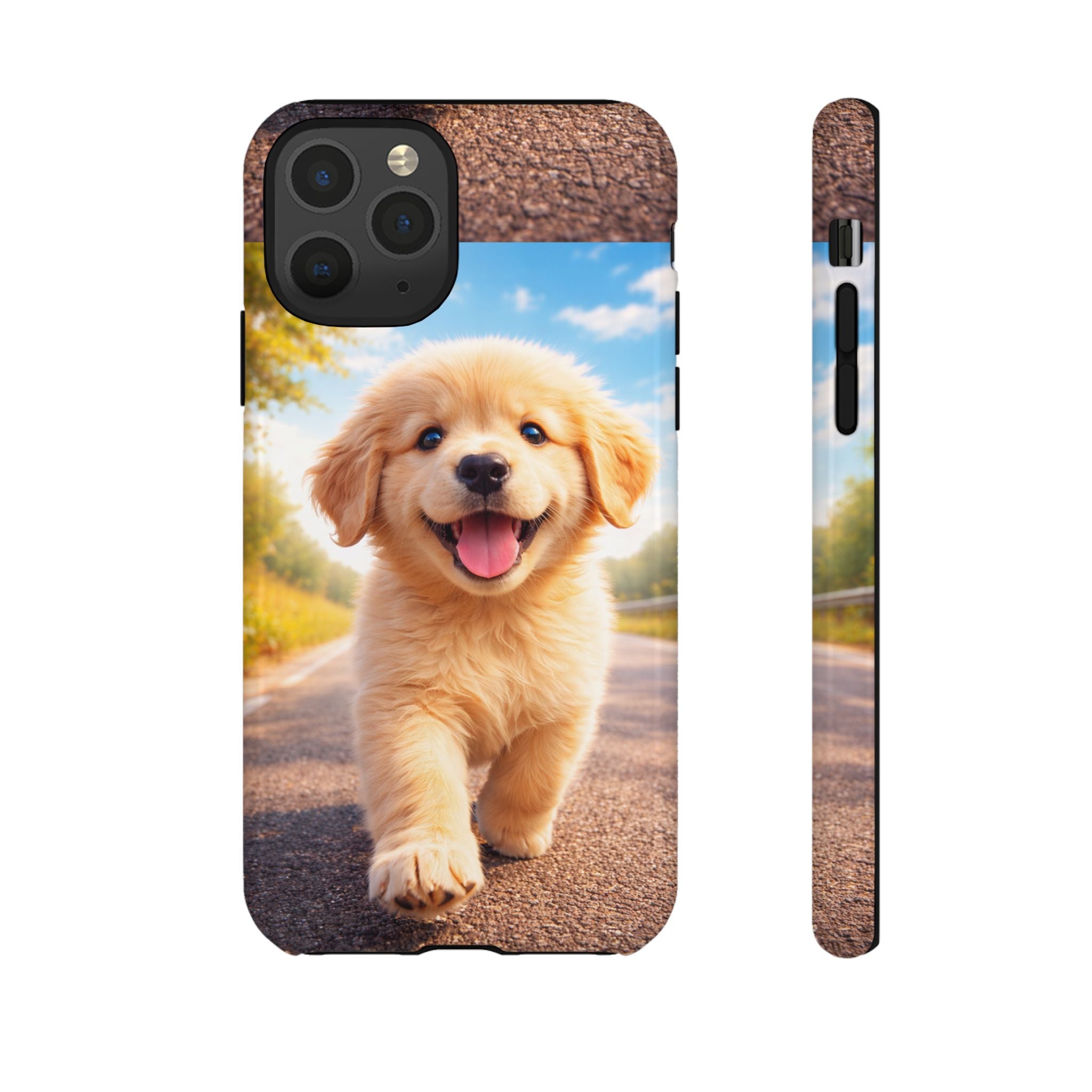 Golden Puppy Sunlit Phone Case — Full‑Wrap UV‑Protected Tough Case