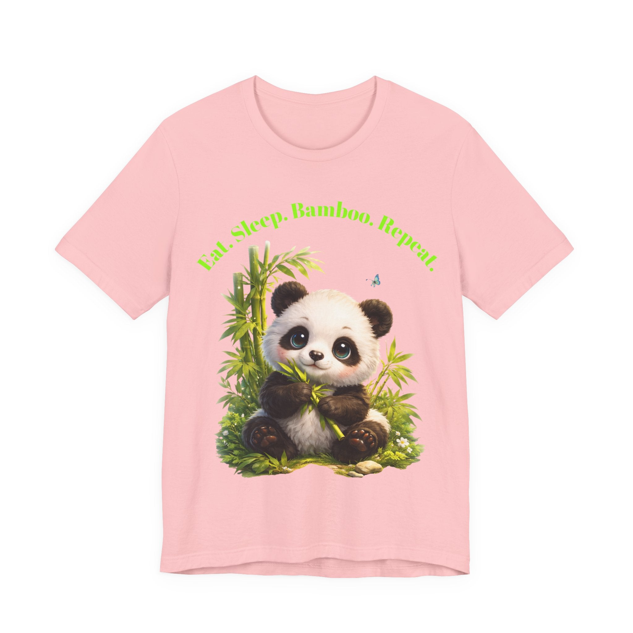 Cute Baby Panda Eating Bamboo tee | Panda Graphic T-Shirt, Animal Nature Tee