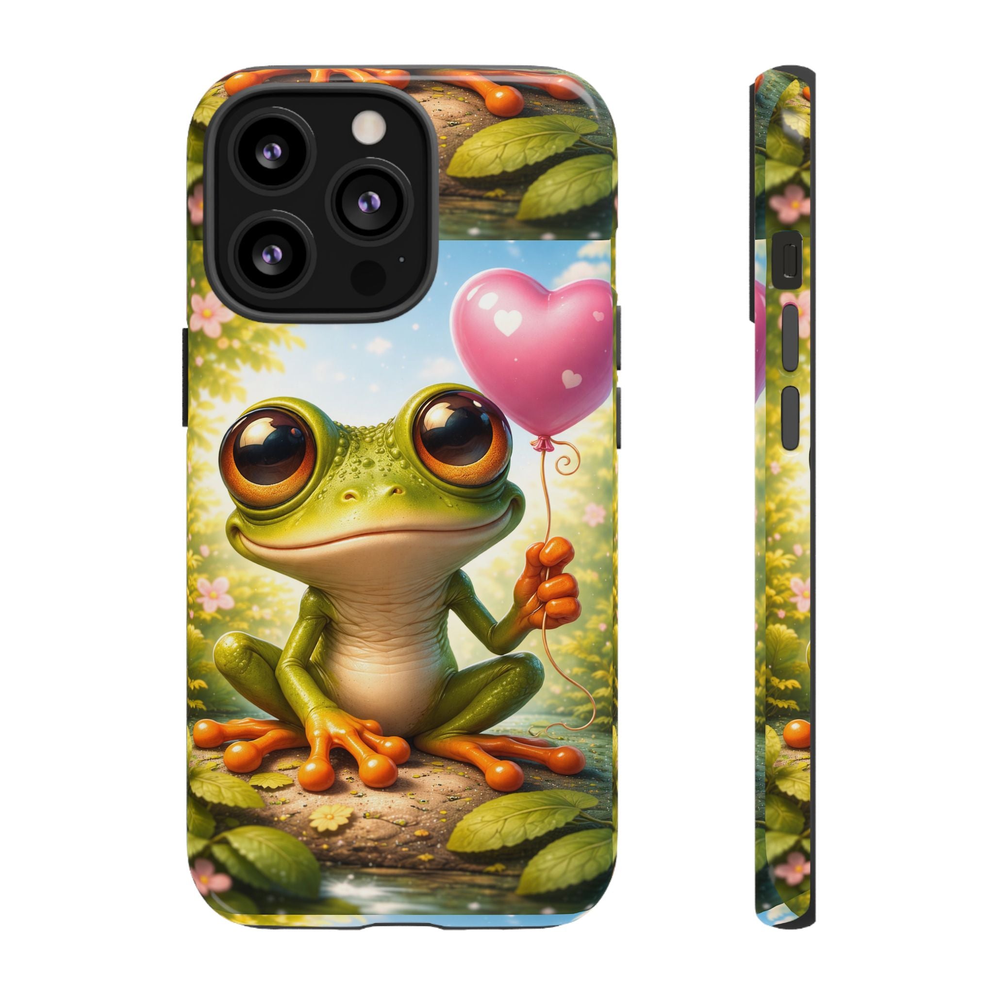 Frog Heart Balloon Phone Case — Glossy or Matte 3D Wrap Protective Case