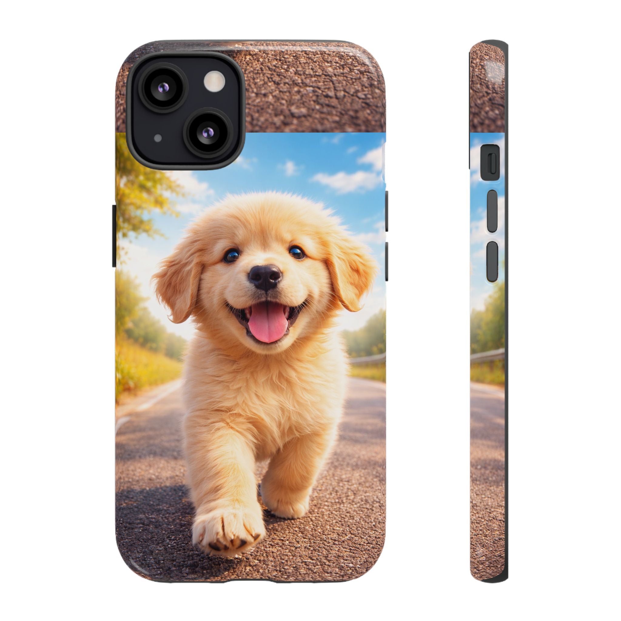 Golden Puppy Sunlit Phone Case — Full‑Wrap UV‑Protected Tough Case