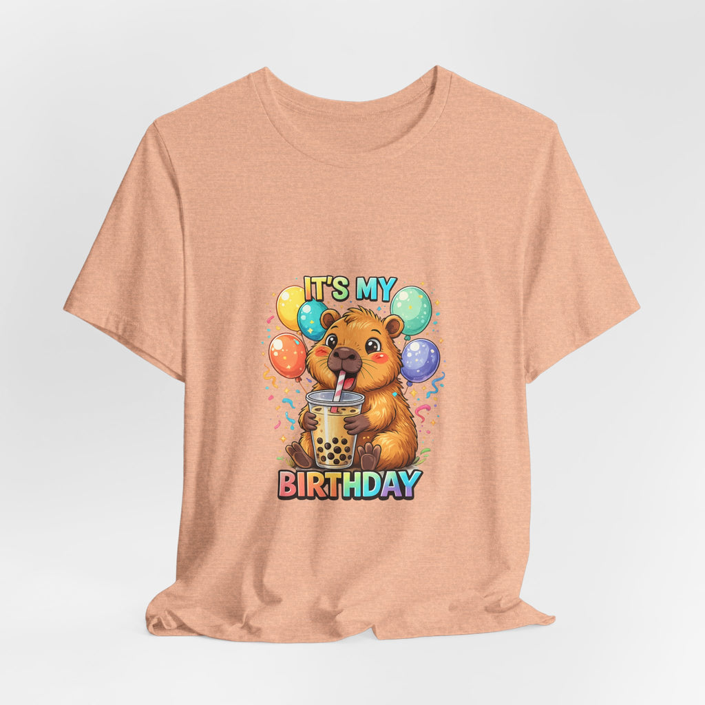 It's My Birthday Bear Boba Tee | Birthday Bear with Balloons T-Shirt