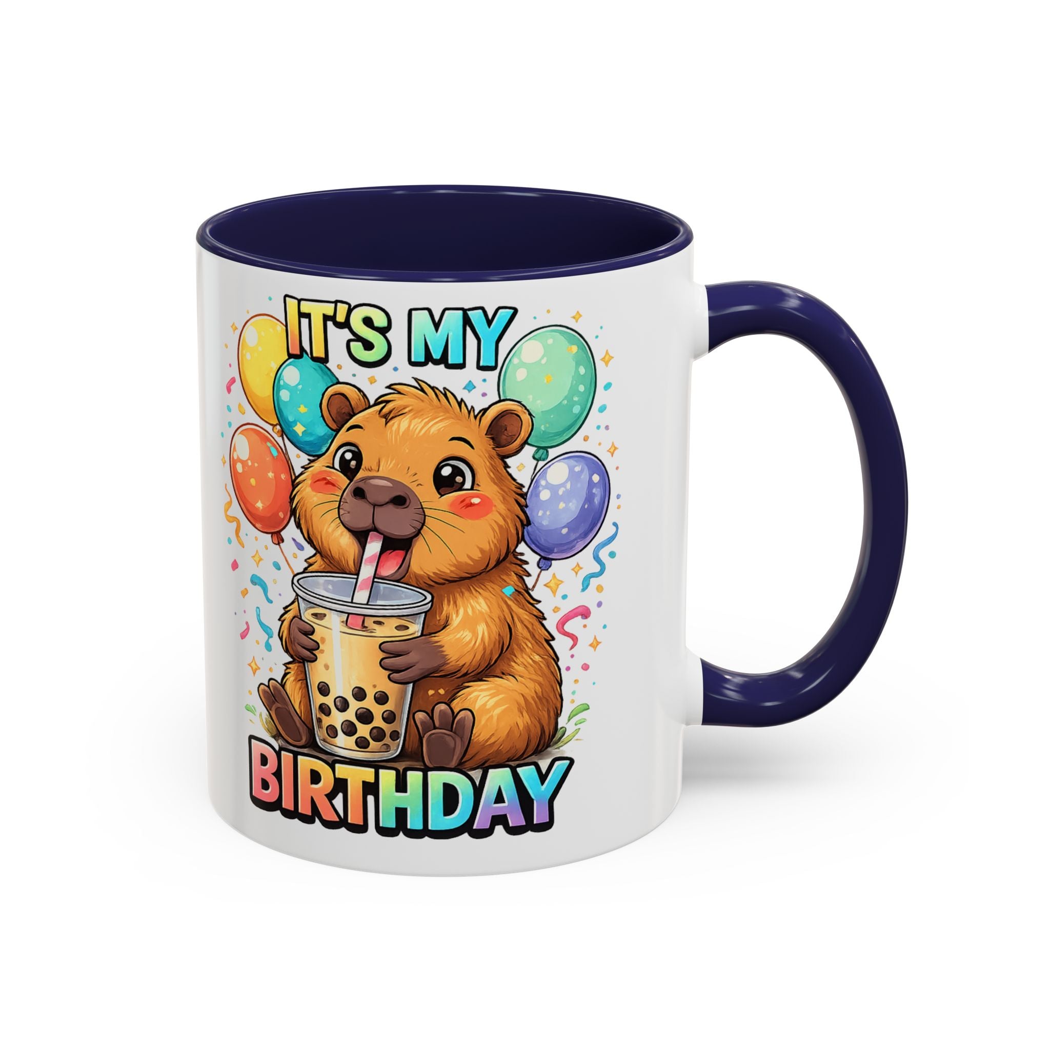Cute Bear Drinking Bubble Tea It's My Birthday Mug | Accent Coffee Mug