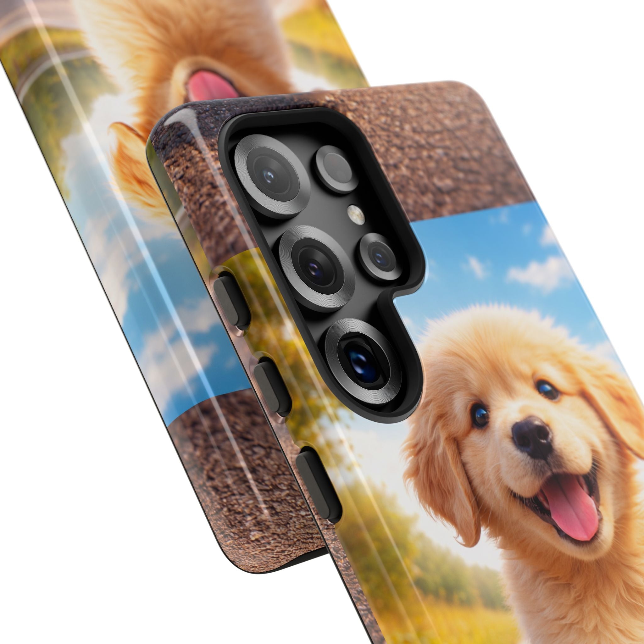 Golden Puppy Sunlit Phone Case — Full‑Wrap UV‑Protected Tough Case
