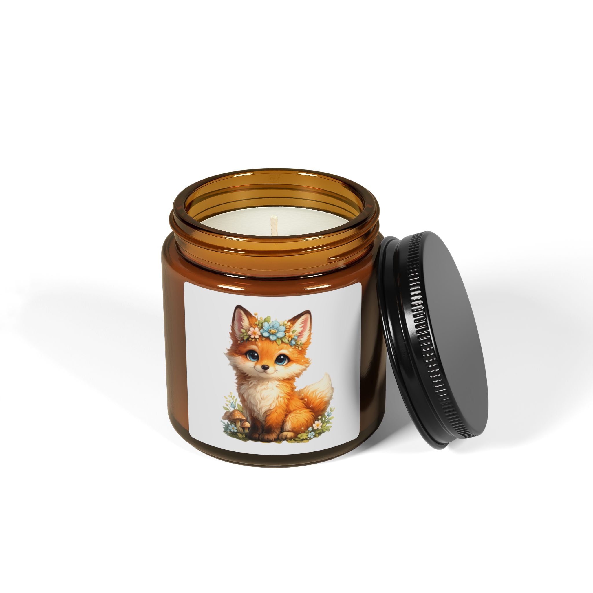 Amber Fox Soy Candle — Reusable Jar, Citrus, Cinnamon‑Vanilla, Lavender & More