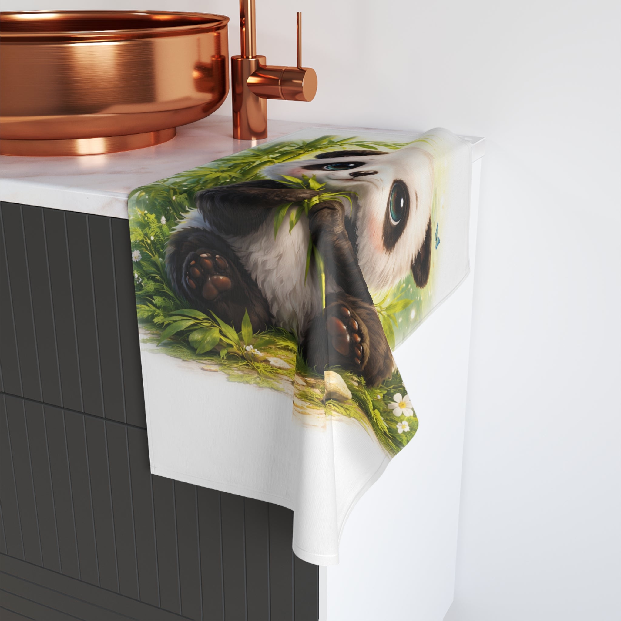 Baby Panda Among Bamboo Hand Towel | Nursery Bathroom Decor