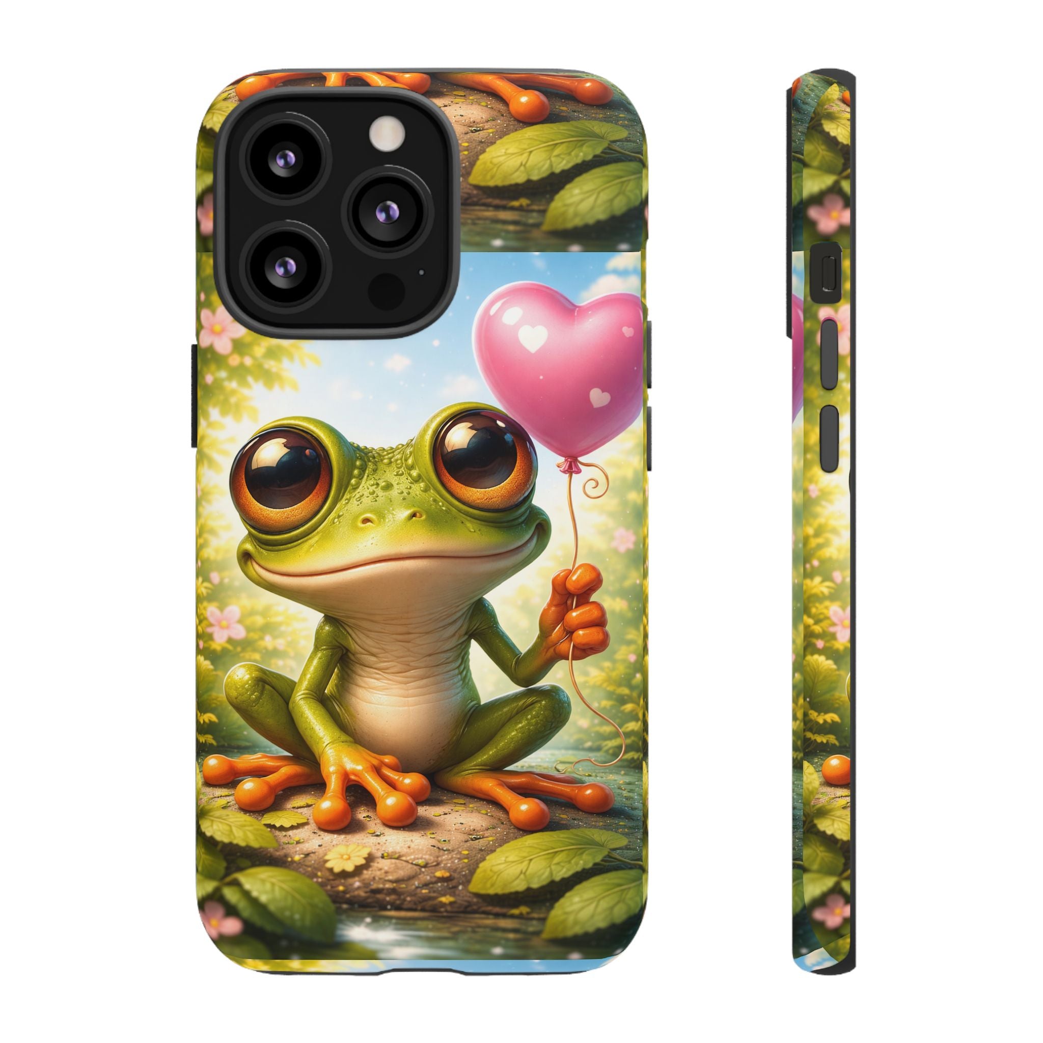 Frog Heart Balloon Phone Case — Glossy or Matte 3D Wrap Protective Case