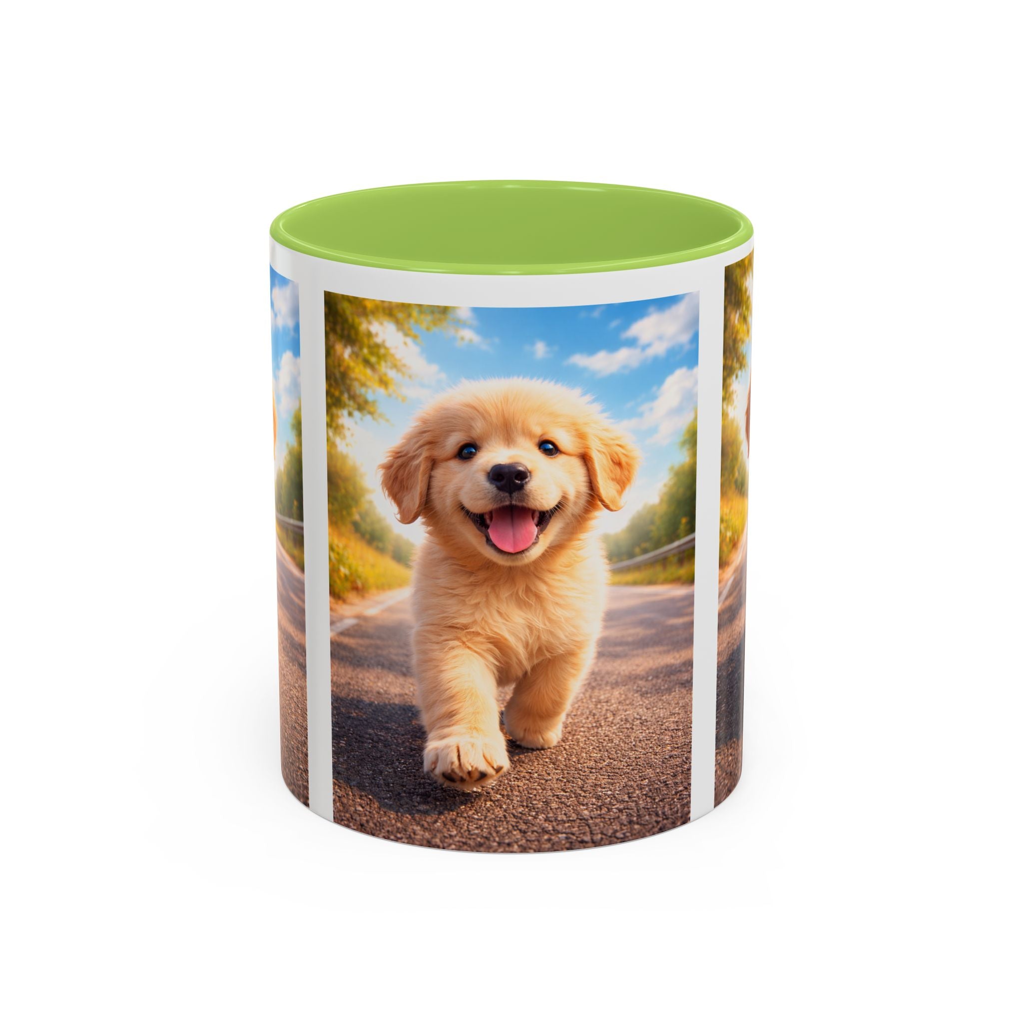 Golden Retriever Puppy Accent Coffee Mug — Cute Dog Photo Ceramic Mug (11/15oz)