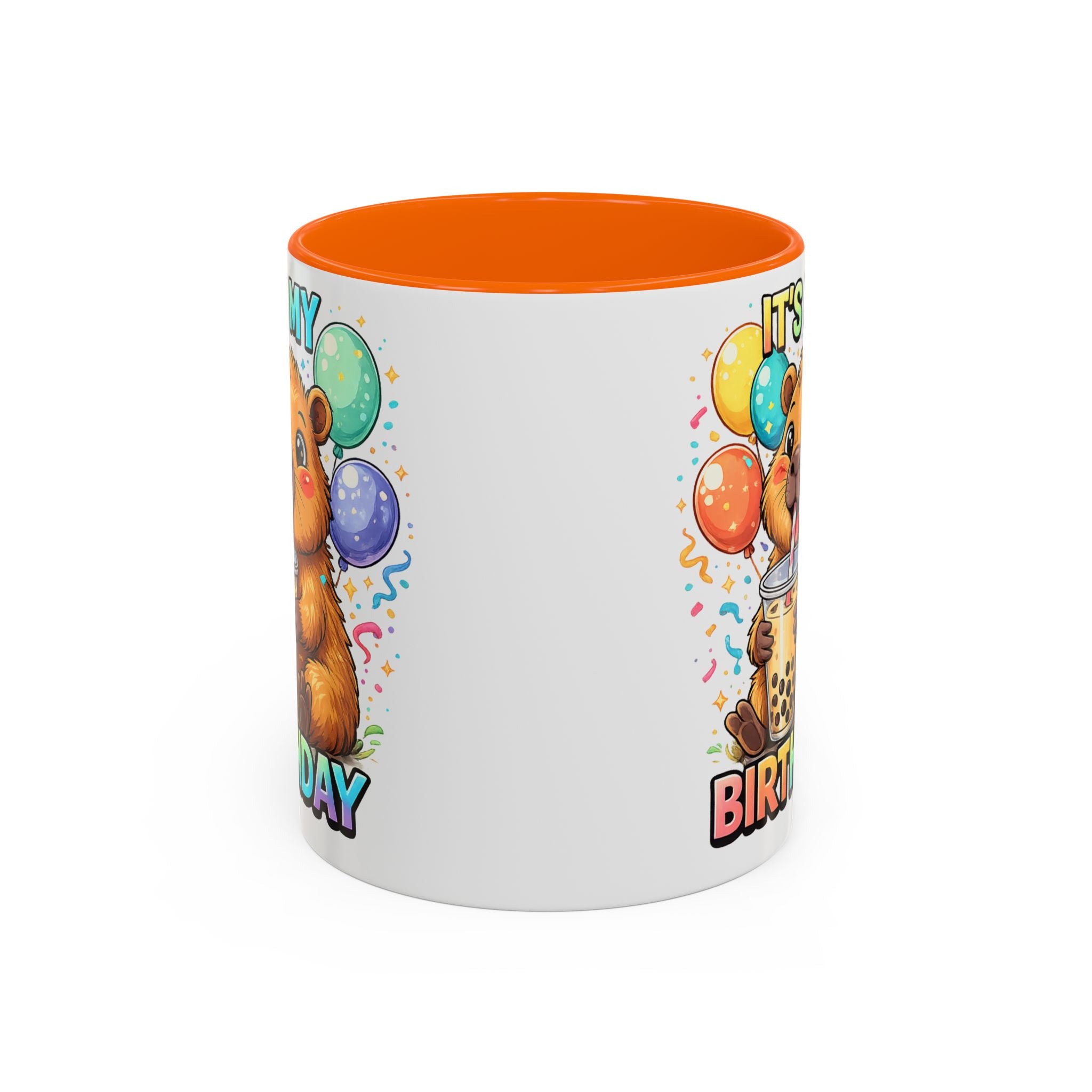 Cute Bear Drinking Bubble Tea It's My Birthday Mug | Accent Coffee Mug