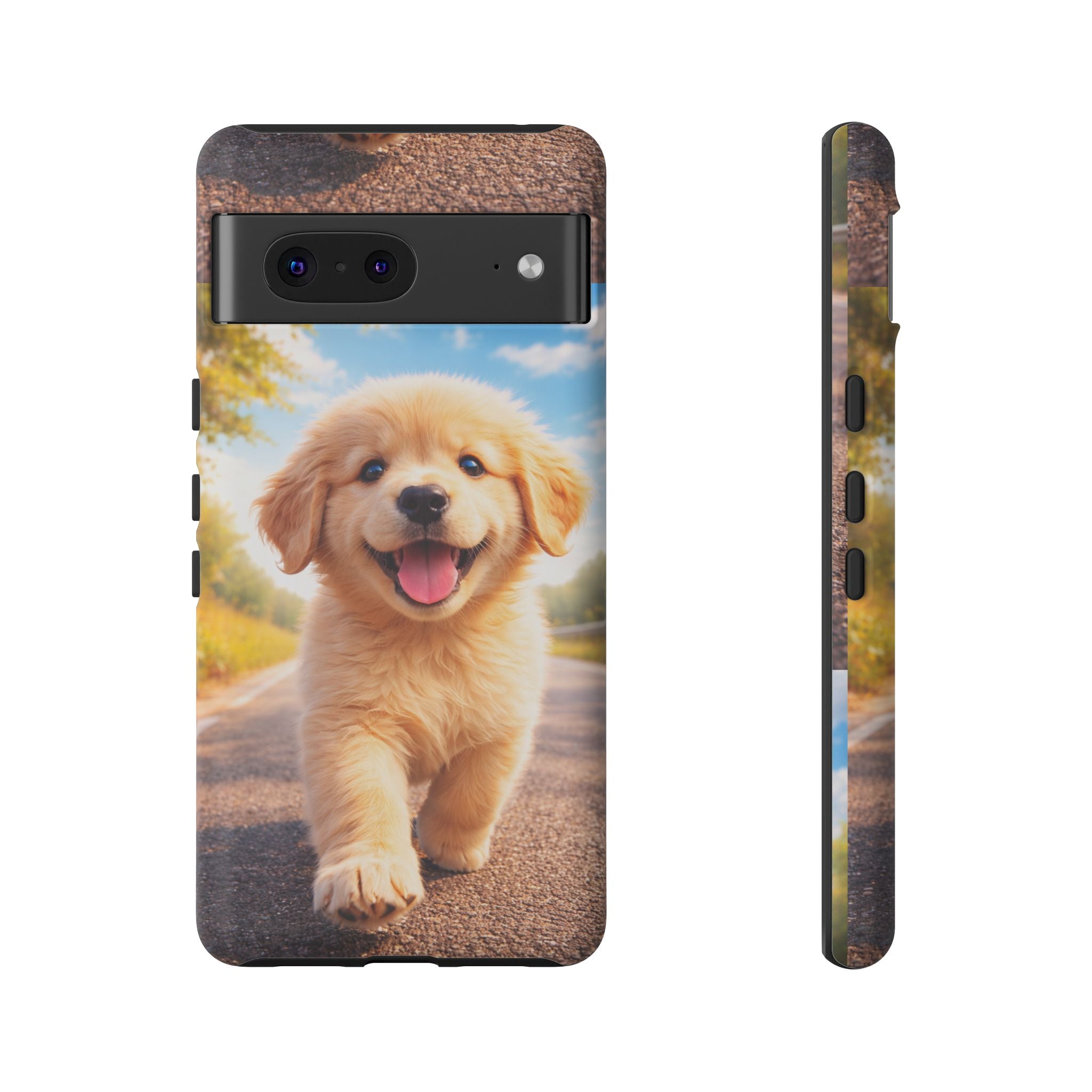 Golden Puppy Sunlit Phone Case — Full‑Wrap UV‑Protected Tough Case