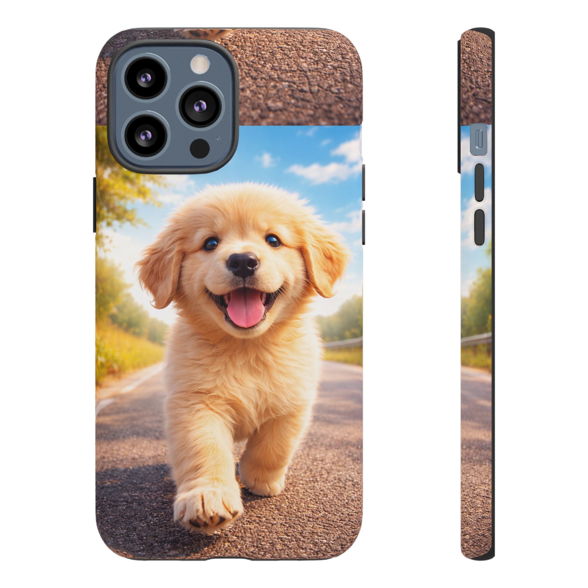 Golden Puppy Sunlit Phone Case — Full‑Wrap UV‑Protected Tough Case