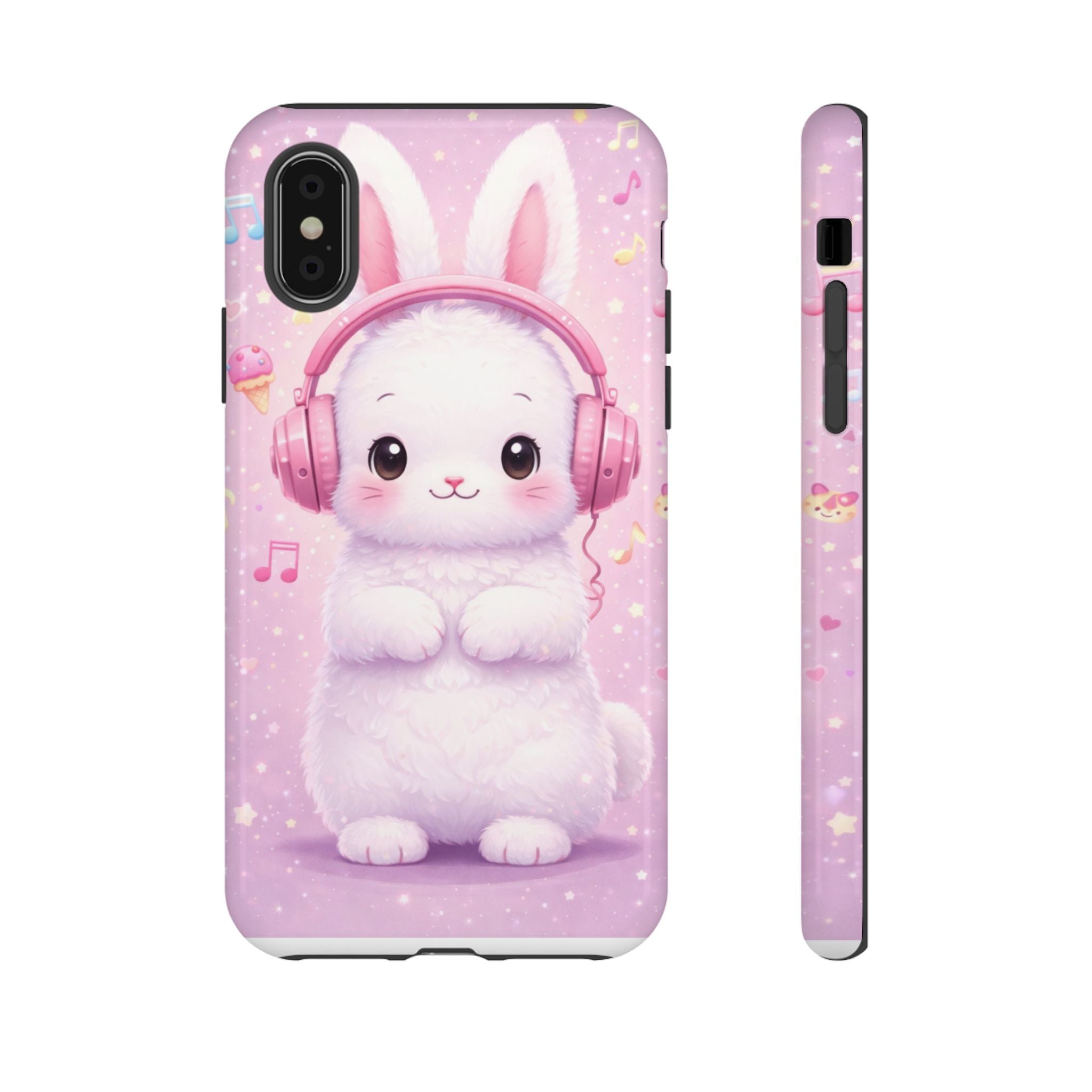 Pastel Bunny with Pink Headphones Phone Case | Dual-Layer Protective Case