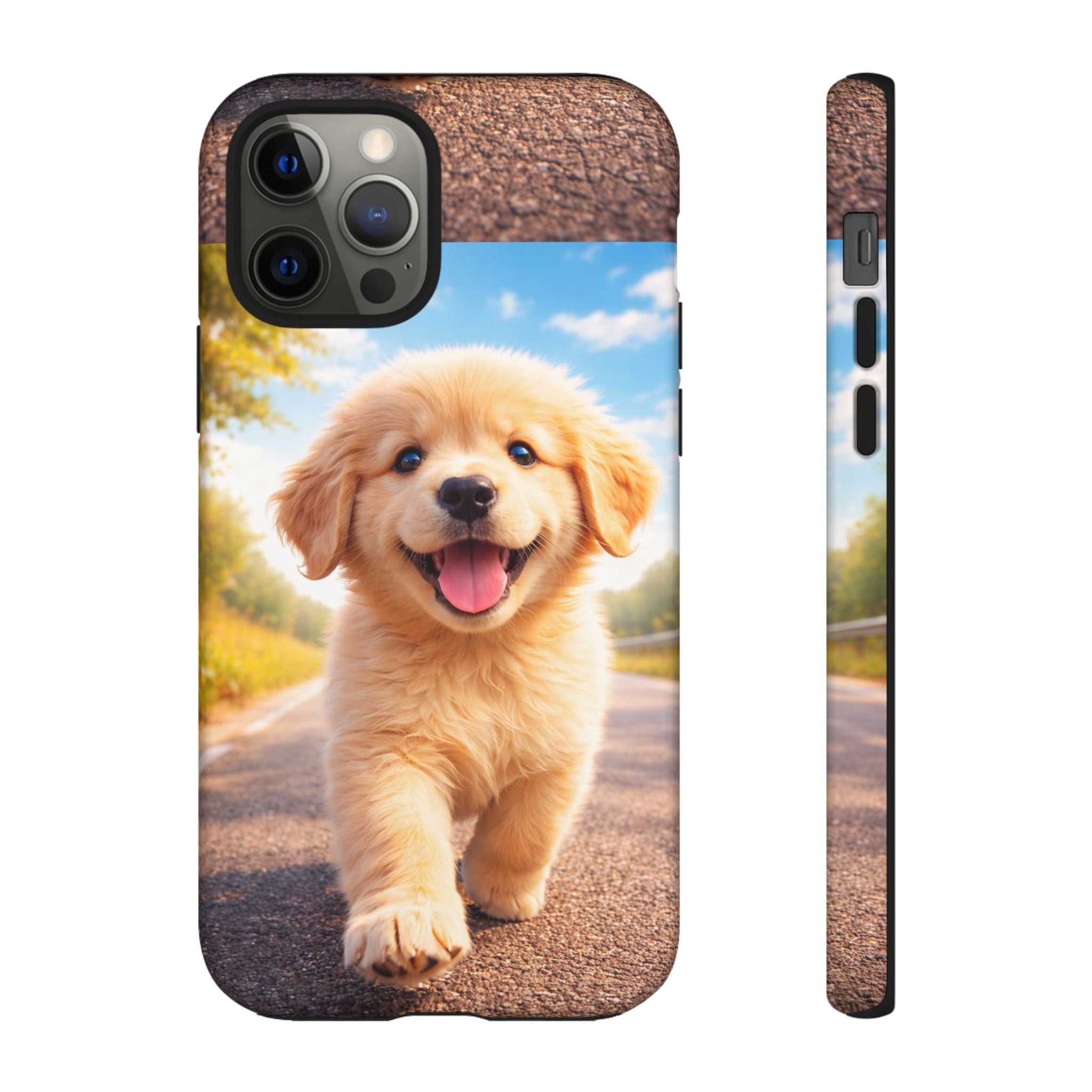 Golden Puppy Sunlit Phone Case — Full‑Wrap UV‑Protected Tough Case