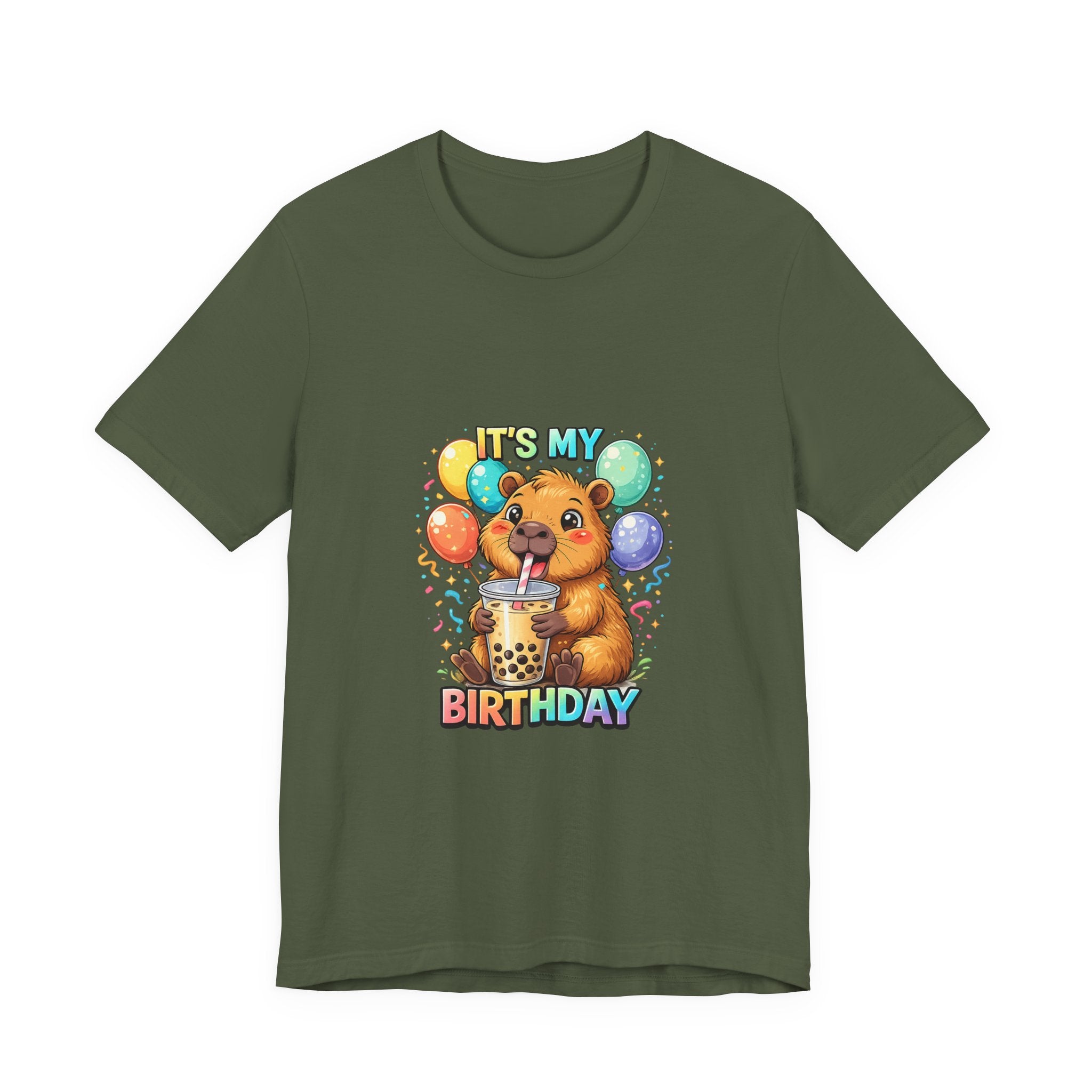 It's My Birthday Bear Boba Tee | Birthday Bear with Balloons T-Shirt