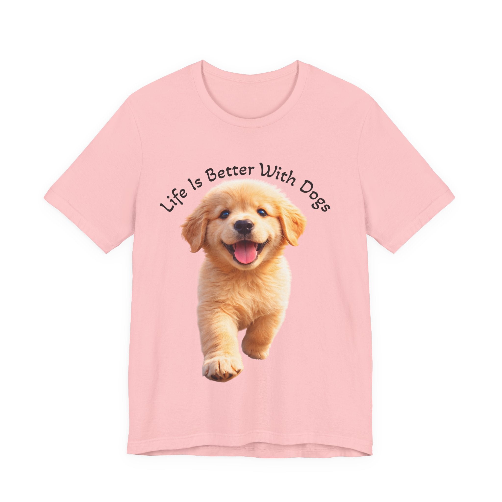 Life Is Better With Dogs Tee — Lightweight Golden Puppy Crew T-Shirt