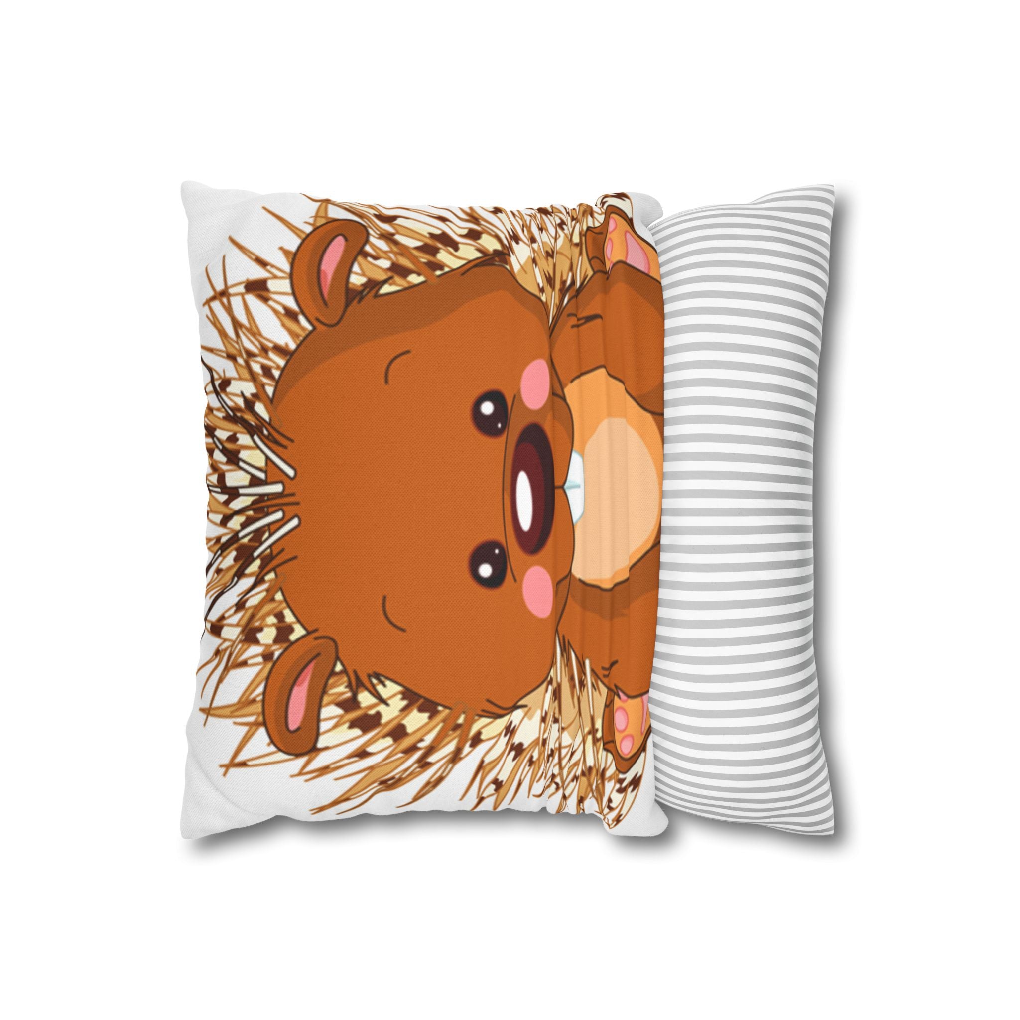 Cute Cartoon Hedgehog Pillowcase, Spun Polyester Square Pillow Cover | Double-Sided Print