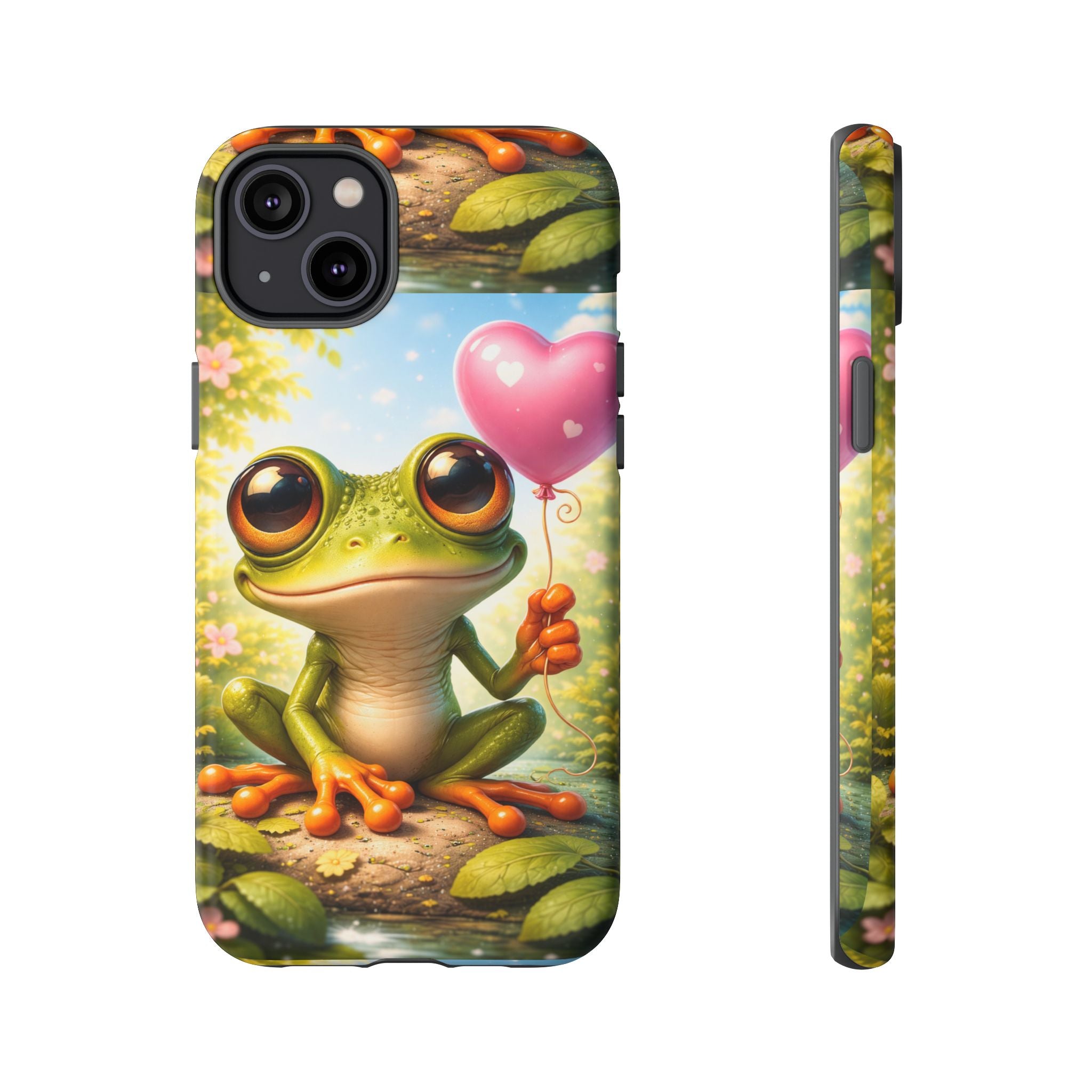 Frog Heart Balloon Phone Case — Glossy or Matte 3D Wrap Protective Case