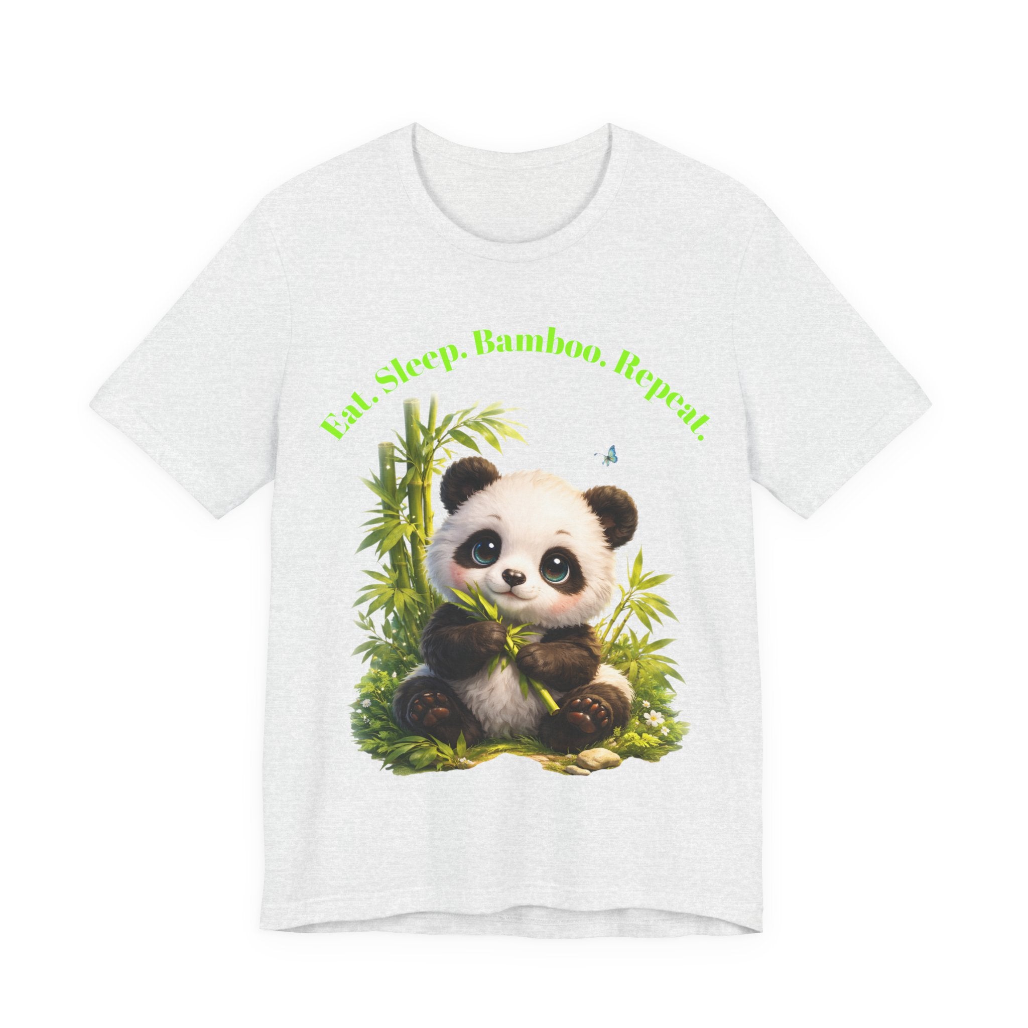 Cute Baby Panda Eating Bamboo tee | Panda Graphic T-Shirt, Animal Nature Tee
