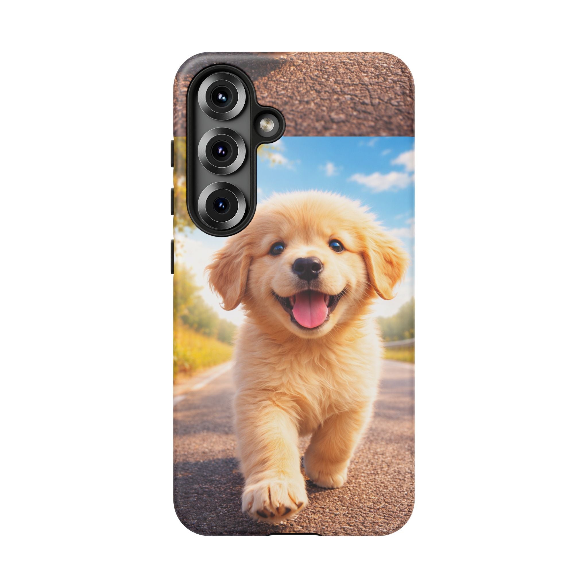 Golden Puppy Sunlit Phone Case — Full‑Wrap UV‑Protected Tough Case