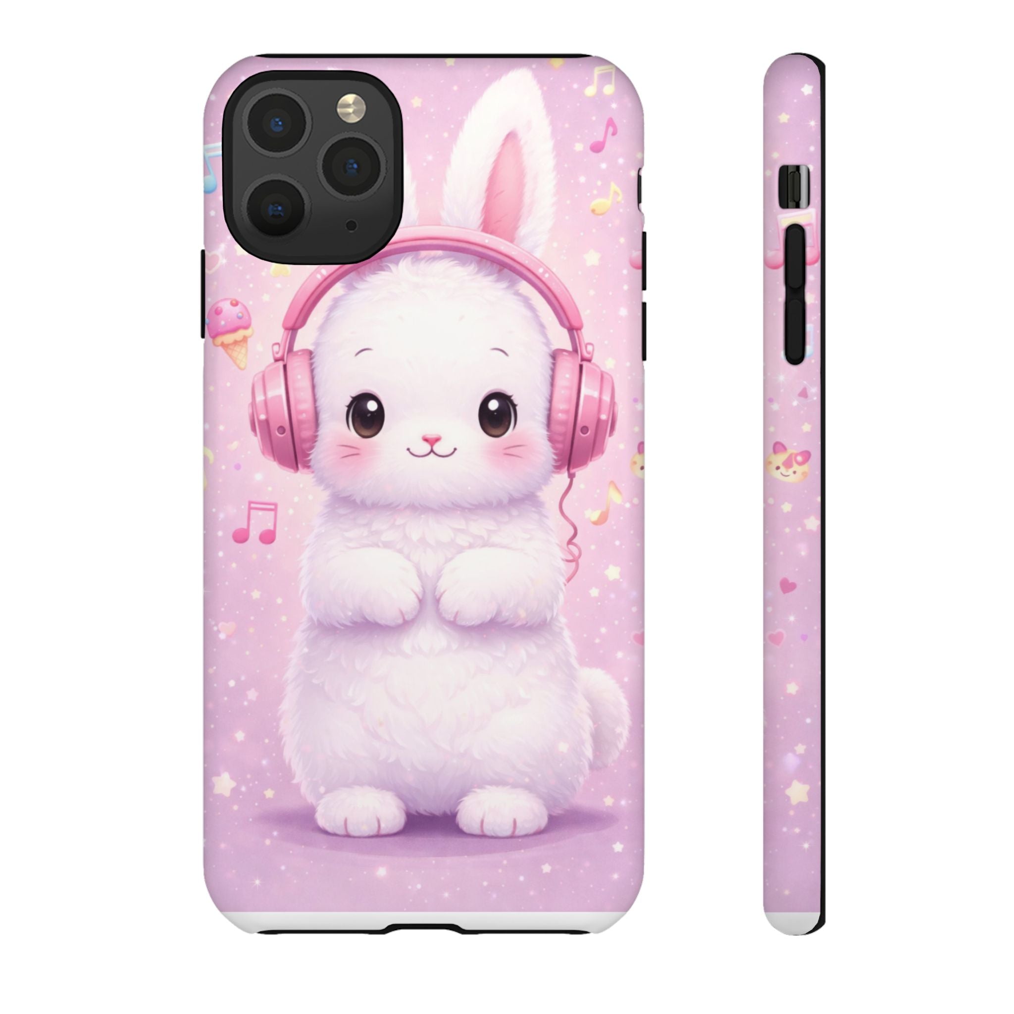 Pastel Bunny with Pink Headphones Phone Case | Dual-Layer Protective Case