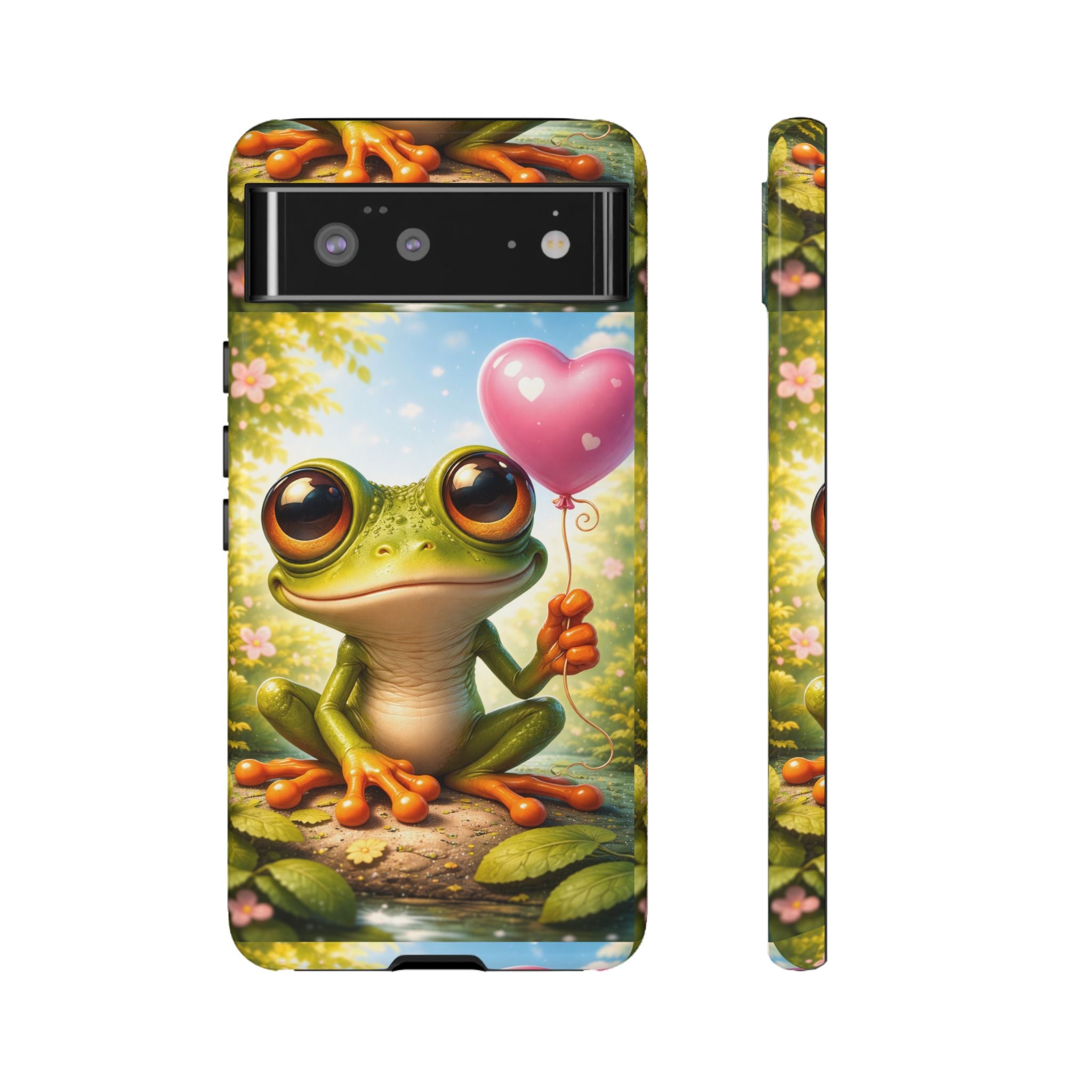 Frog Heart Balloon Phone Case — Glossy or Matte 3D Wrap Protective Case