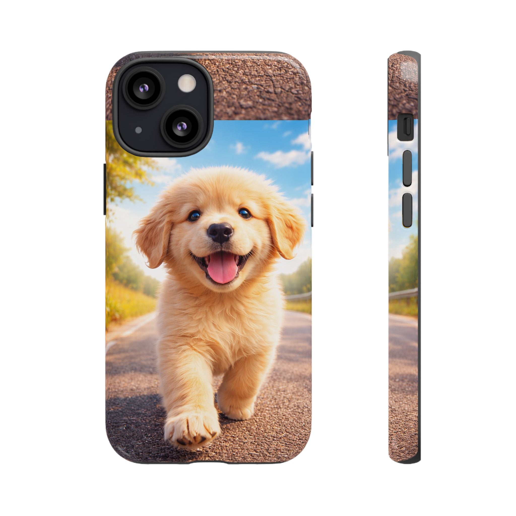 Golden Puppy Sunlit Phone Case — Full‑Wrap UV‑Protected Tough Case