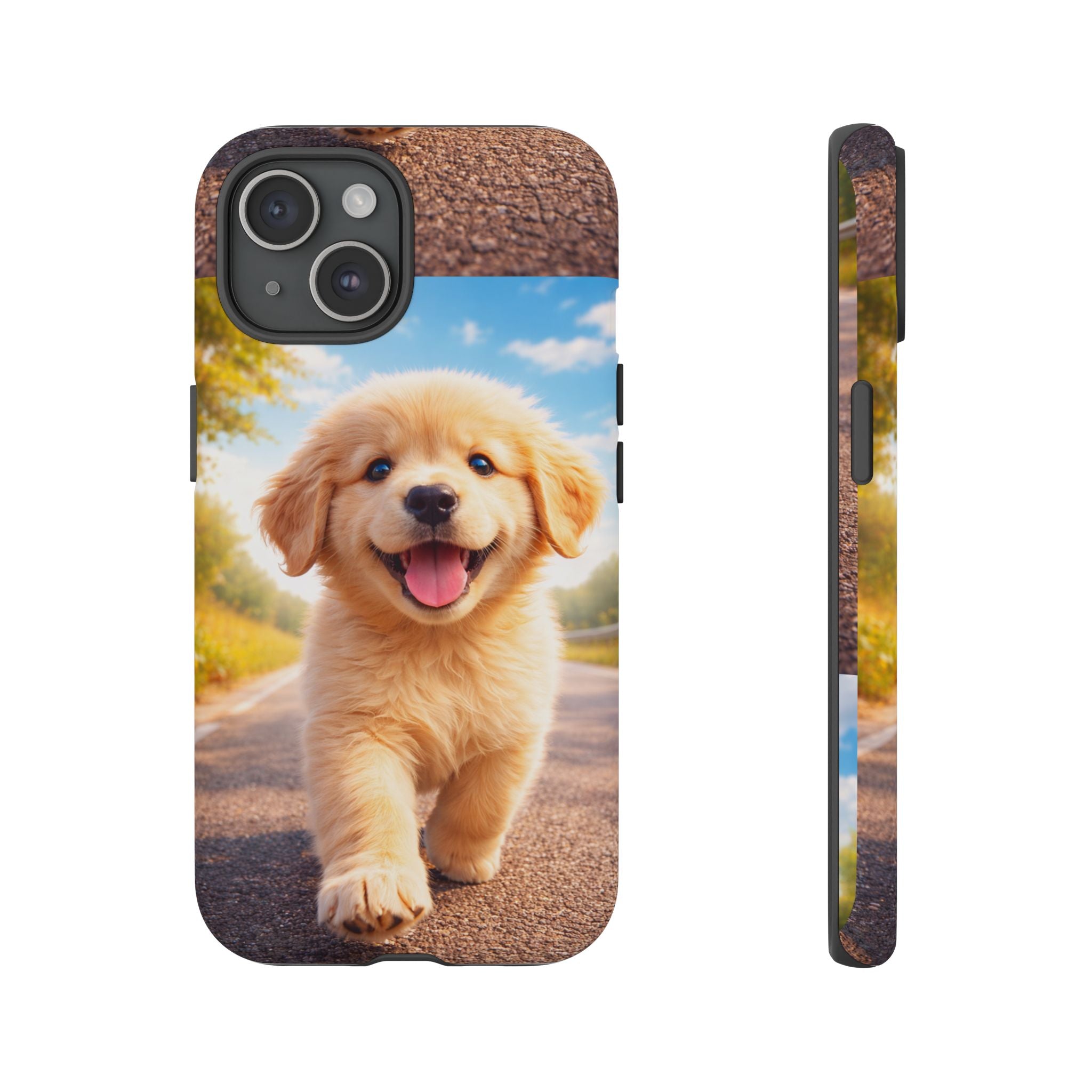 Golden Puppy Sunlit Phone Case — Full‑Wrap UV‑Protected Tough Case
