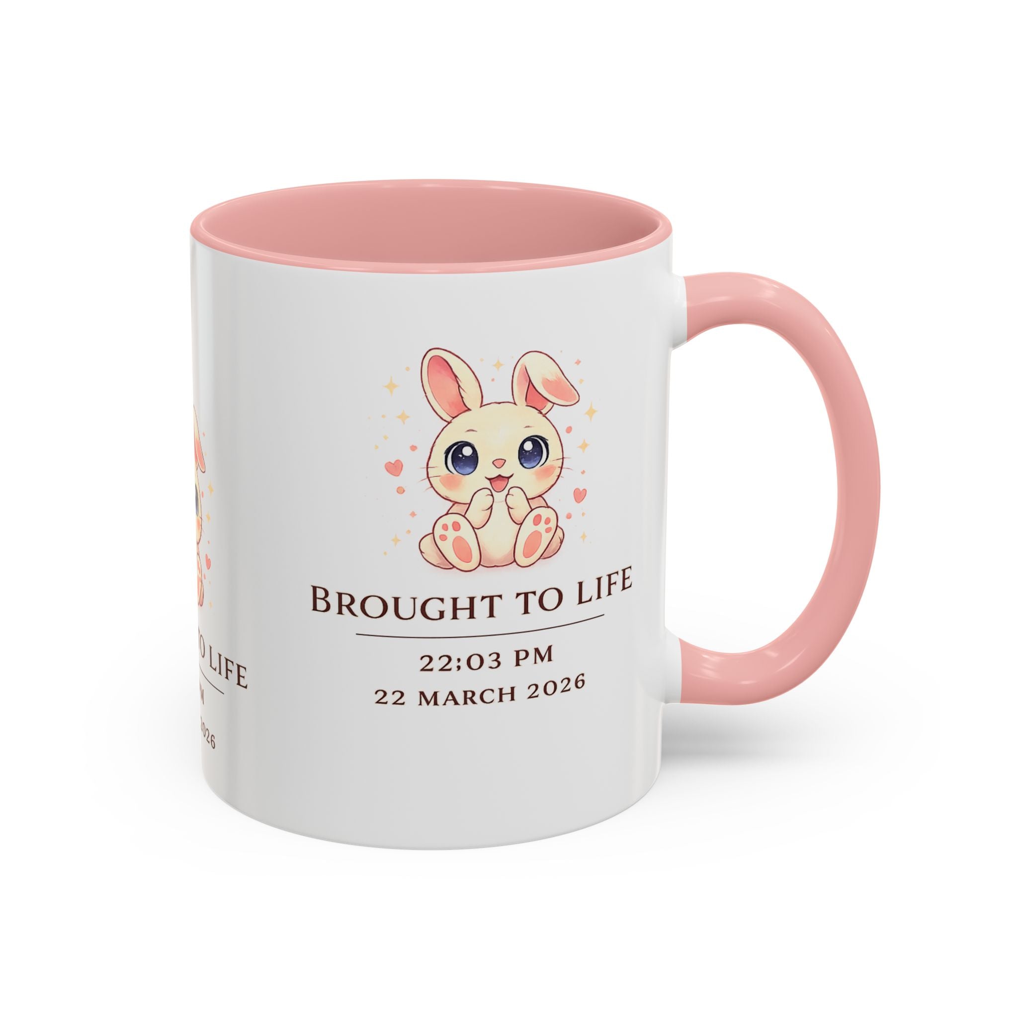 Pastel Bunny 'Brought to Life' Mug 11oz 15oz | Personalized Birth Details
