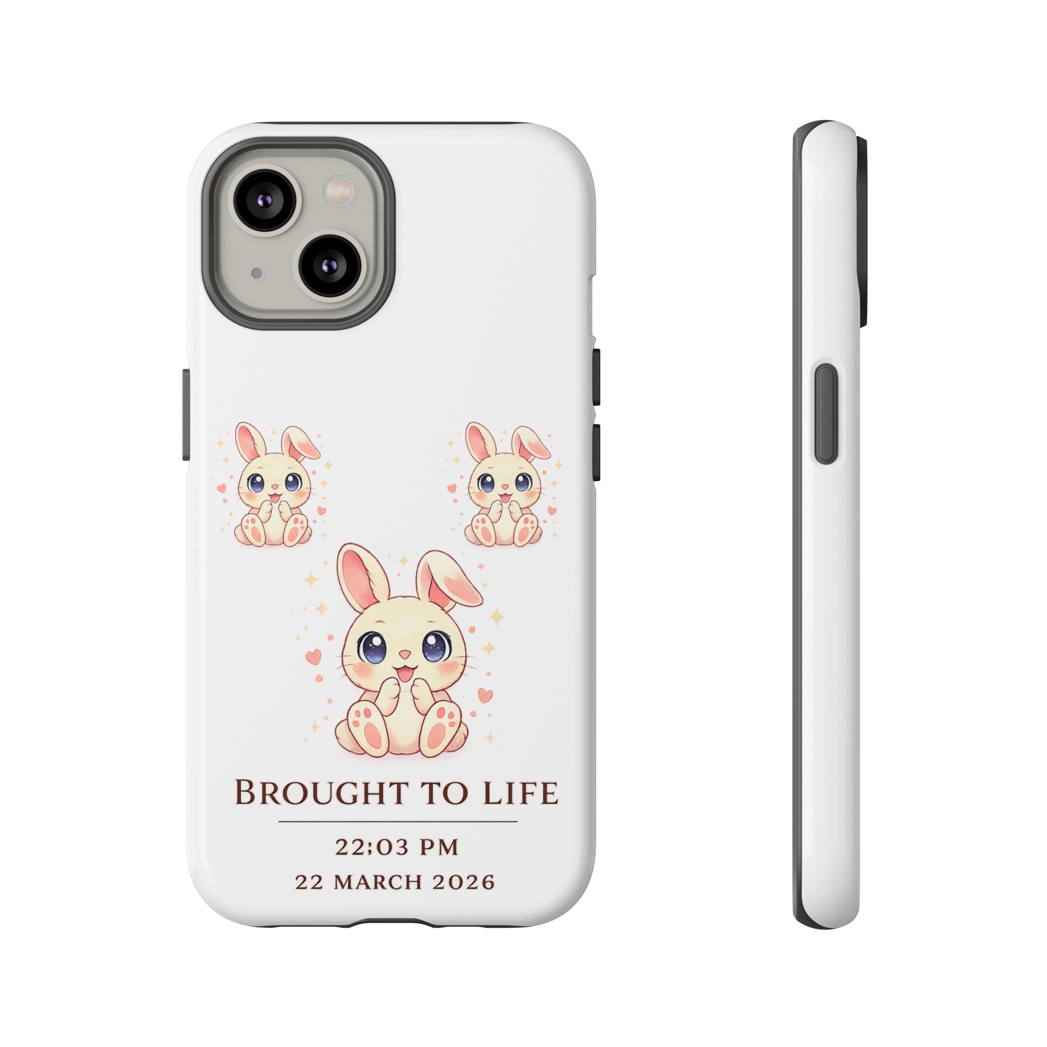 Cute Bunny Nursery Birth Announcement Phone Case | Personalized Name, Date & Time