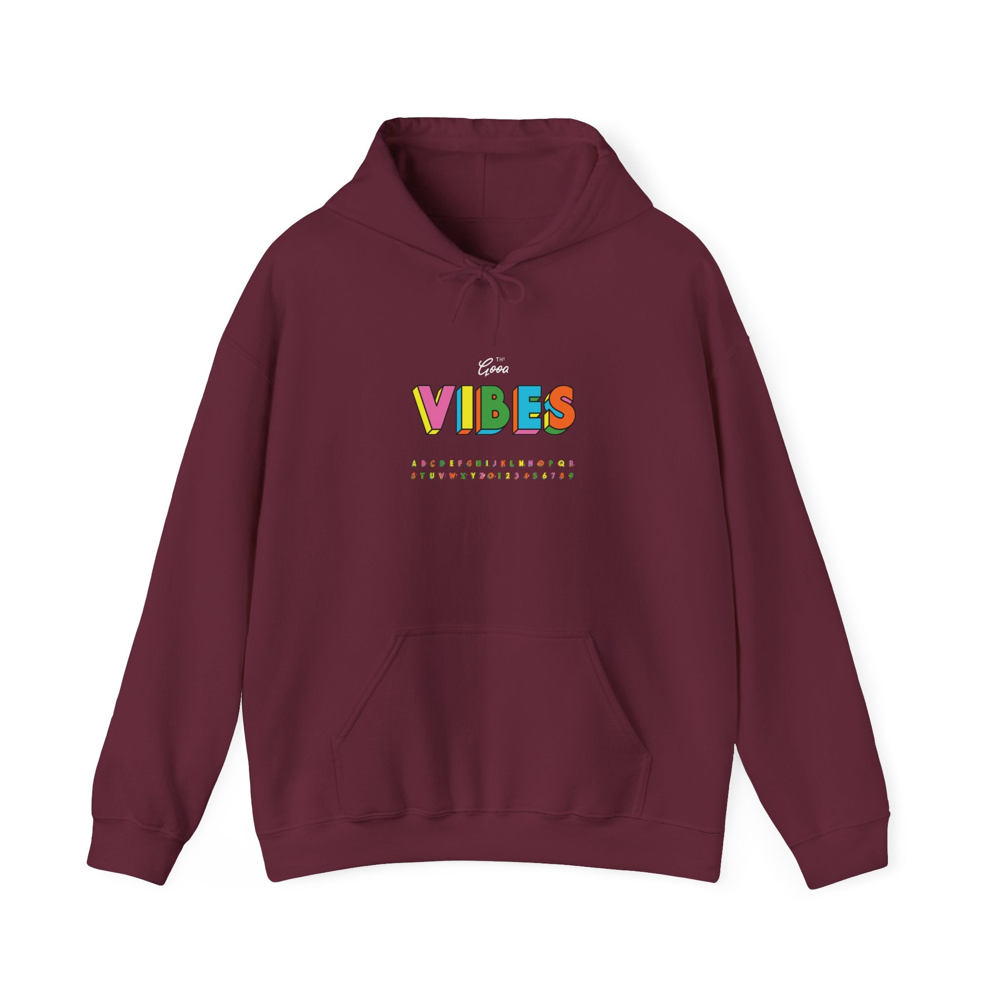 VIBES Graphic with Cartoon Raccoon Hoodie | Retro Cozy Sweatshirt