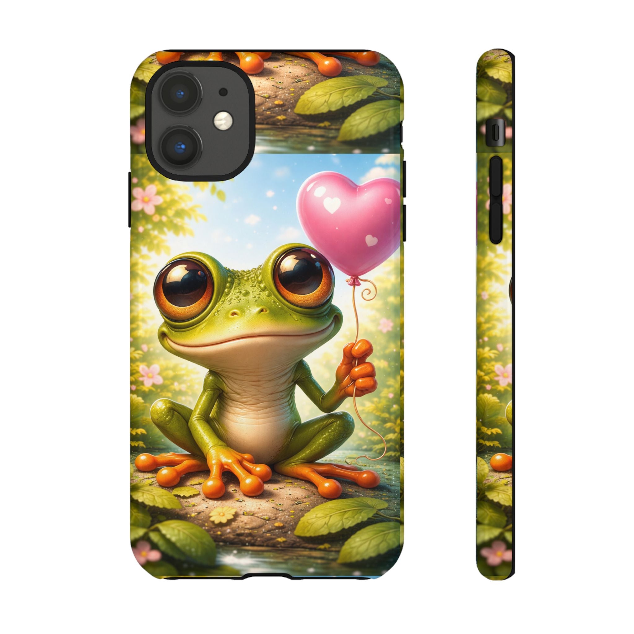 Frog Heart Balloon Phone Case — Glossy or Matte 3D Wrap Protective Case