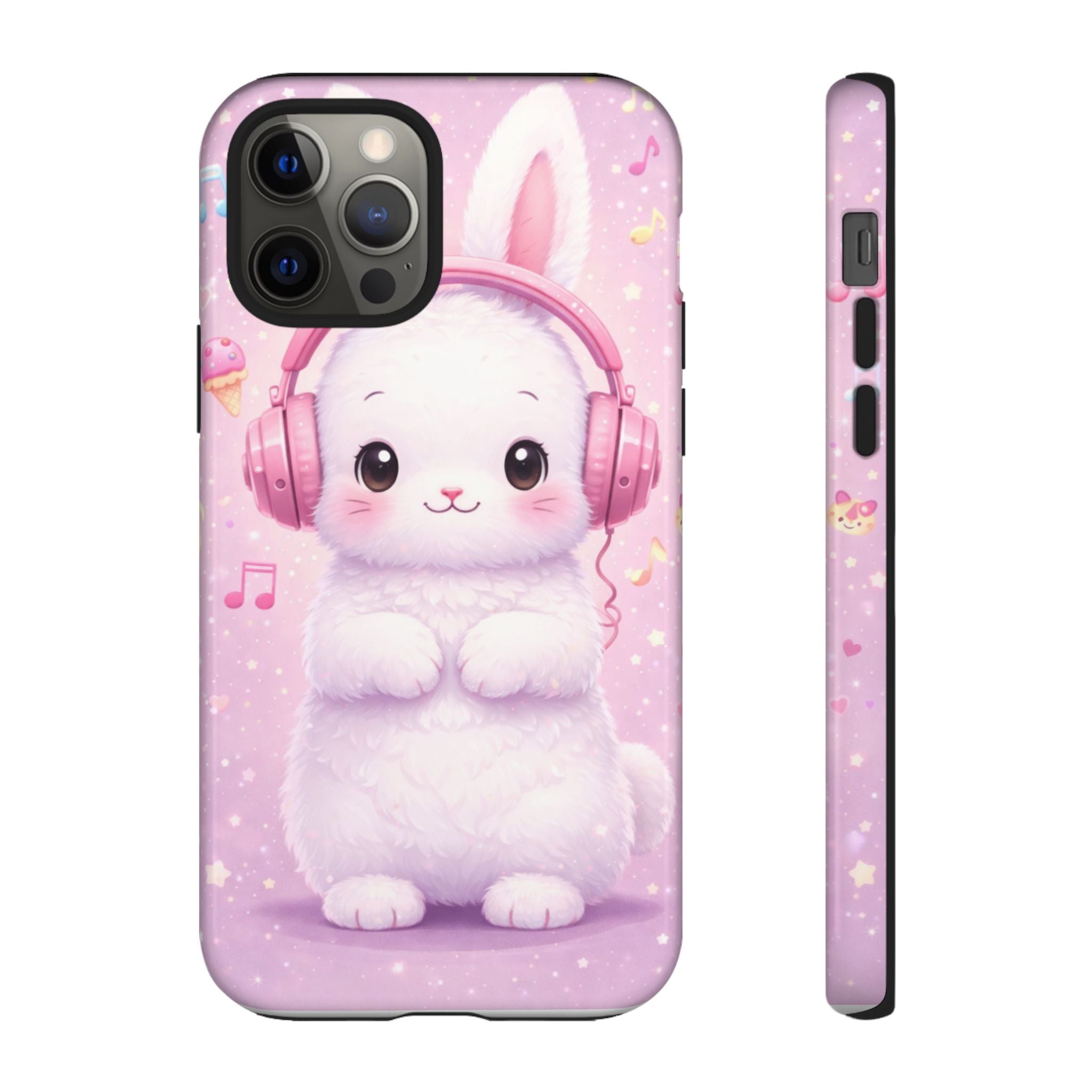 Pastel Bunny with Pink Headphones Phone Case | Dual-Layer Protective Case