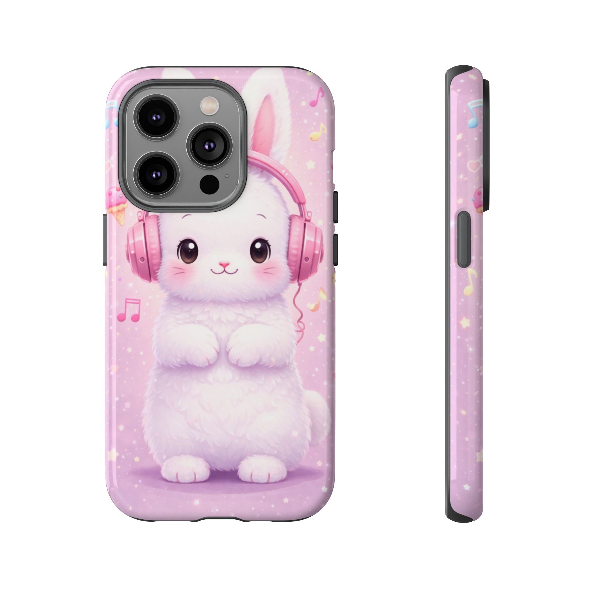 Pastel Bunny with Pink Headphones Phone Case | Dual-Layer Protective Case