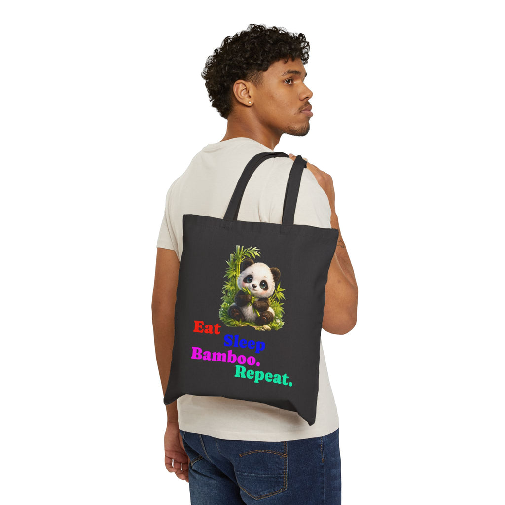 Eat Sleep Bamboo Repeat Panda Tote Bag | Cute Panda Illustration