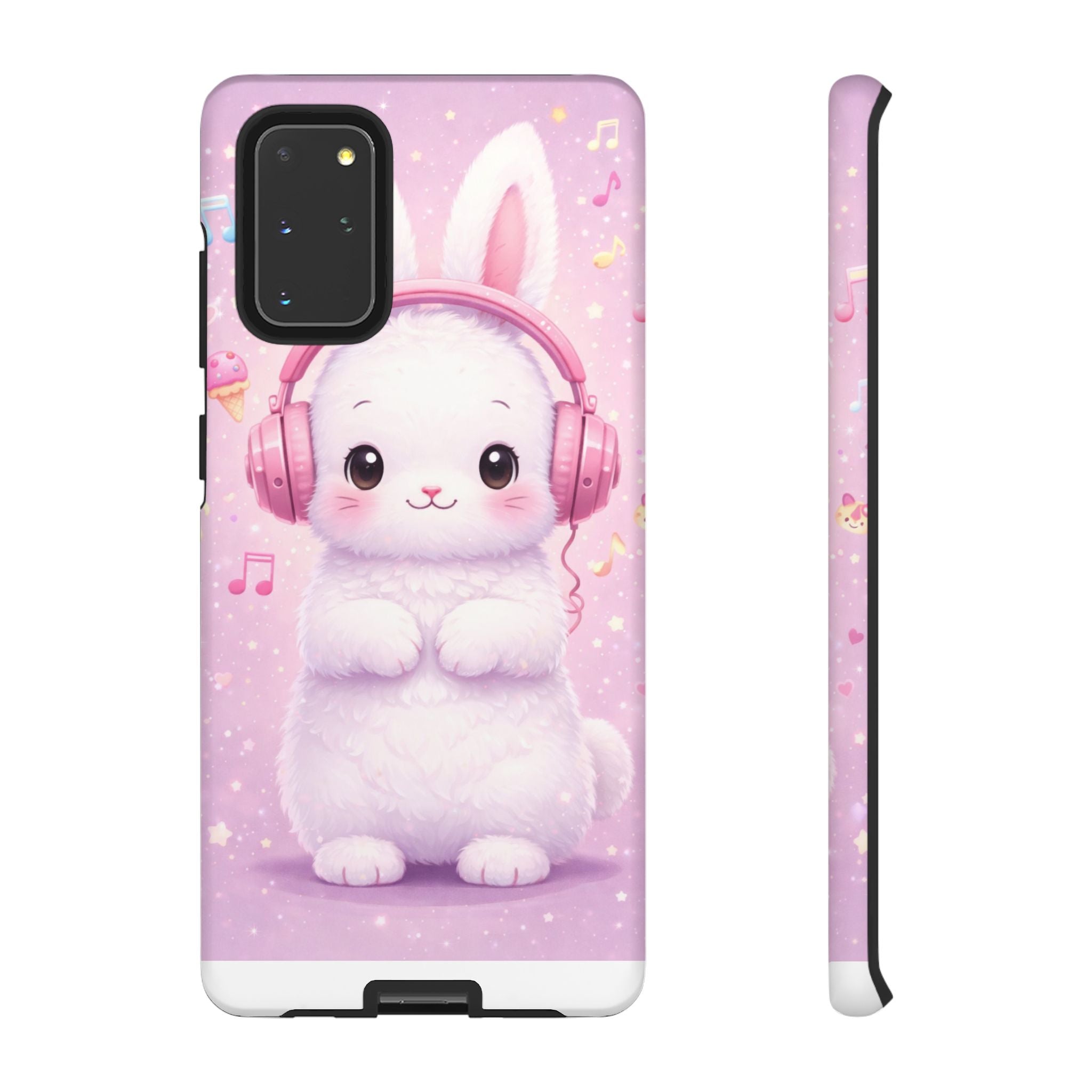 Pastel Bunny with Pink Headphones Phone Case | Dual-Layer Protective Case
