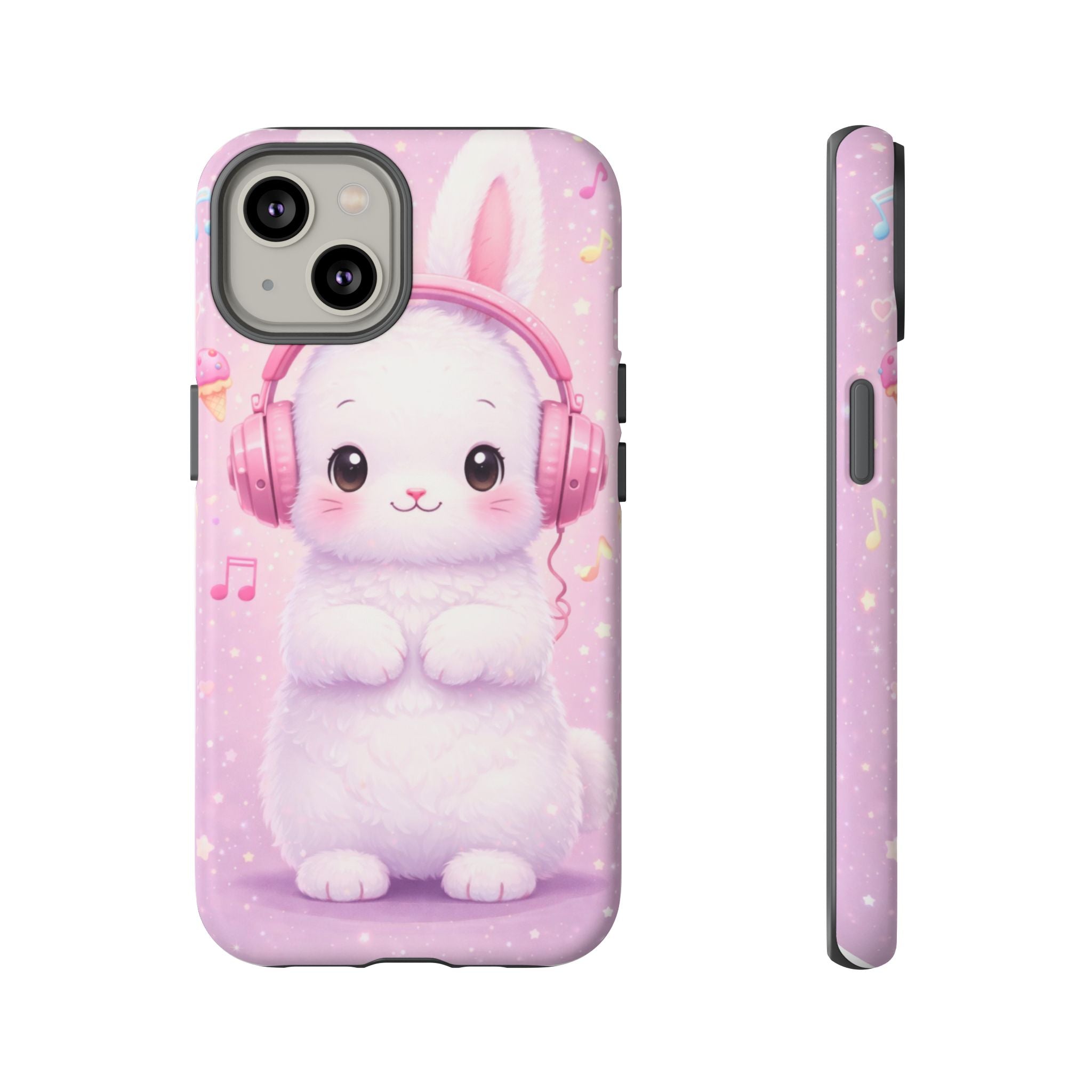 Pastel Bunny with Pink Headphones Phone Case | Dual-Layer Protective Case