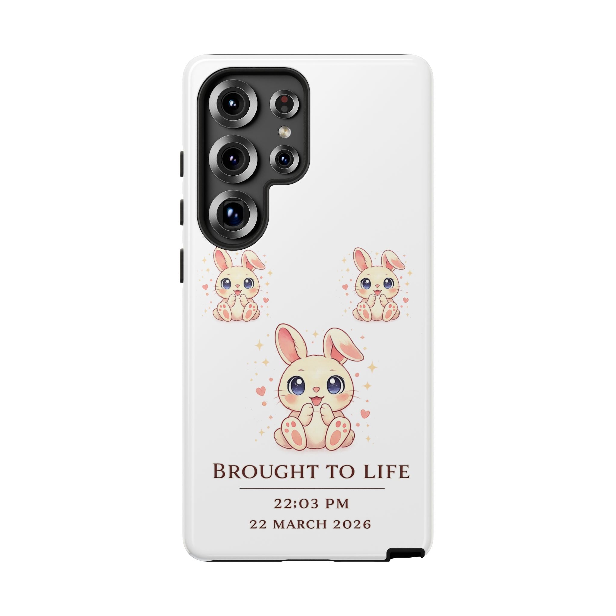 Cute Bunny Nursery Birth Announcement Phone Case | Personalized Name, Date & Time