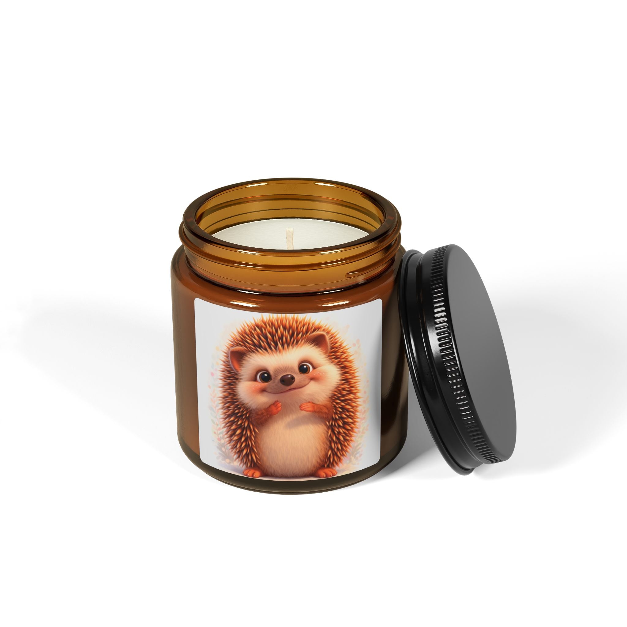 Hedgehog Soy Candle — Amber Jar Scented Candle (Cozy Gift for Kids & Animal Lovers)