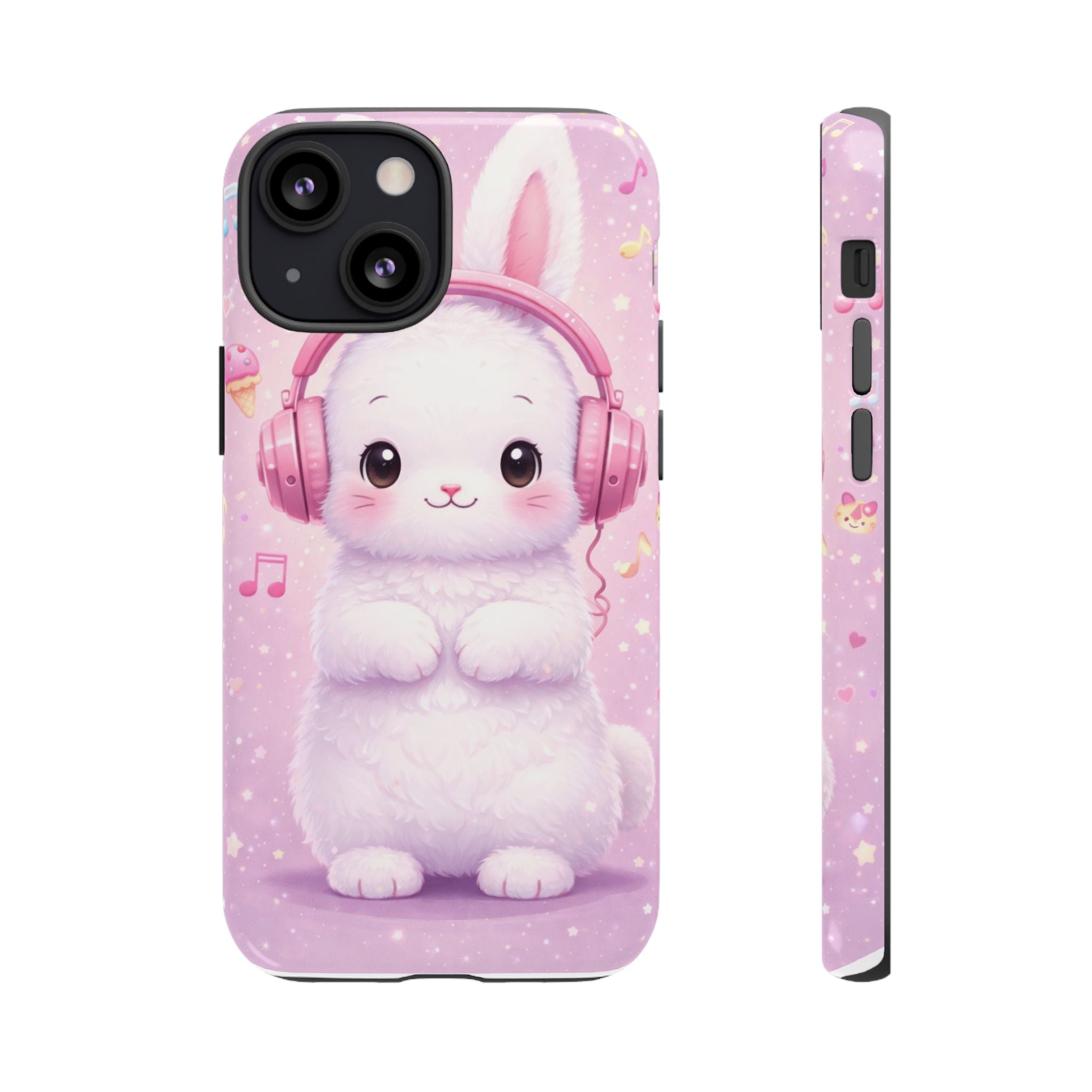 Pastel Bunny with Pink Headphones Phone Case | Dual-Layer Protective Case
