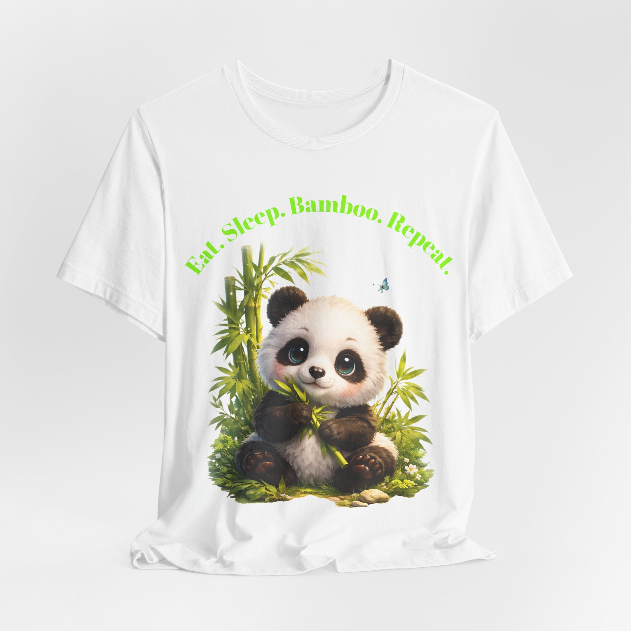 Cute Baby Panda Eating Bamboo tee | Panda Graphic T-Shirt, Animal Nature Tee