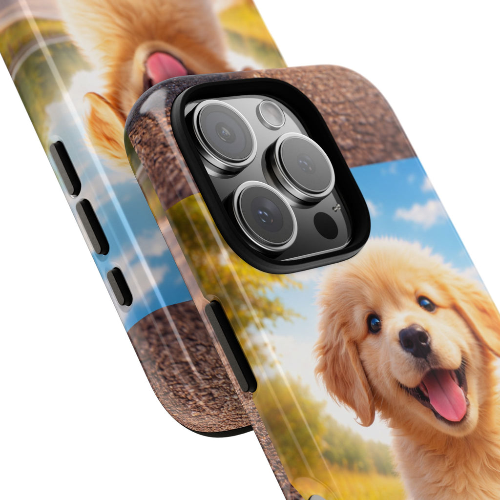 Golden Puppy Sunlit Phone Case — Full‑Wrap UV‑Protected Tough Case