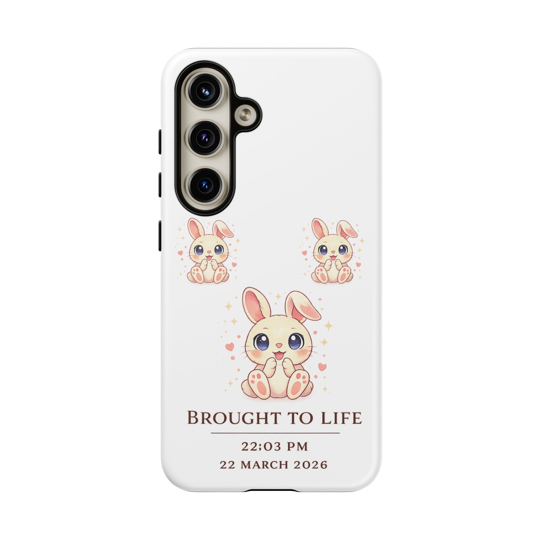 Cute Bunny Nursery Birth Announcement Phone Case | Personalized Name, Date & Time