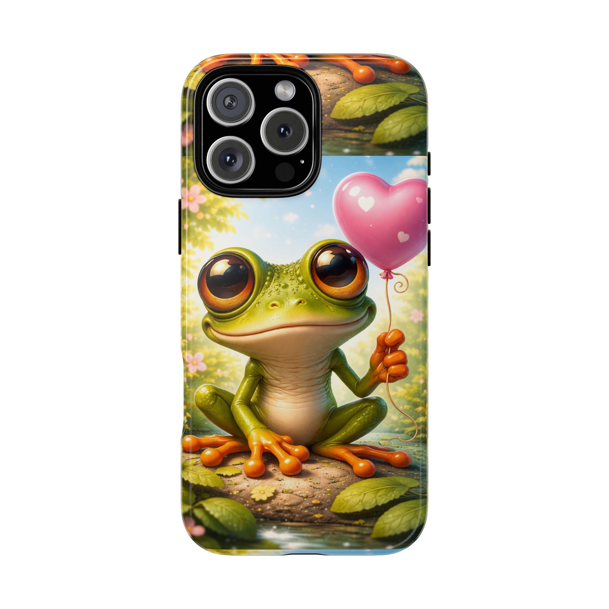 Frog Heart Balloon Phone Case — Glossy or Matte 3D Wrap Protective Case