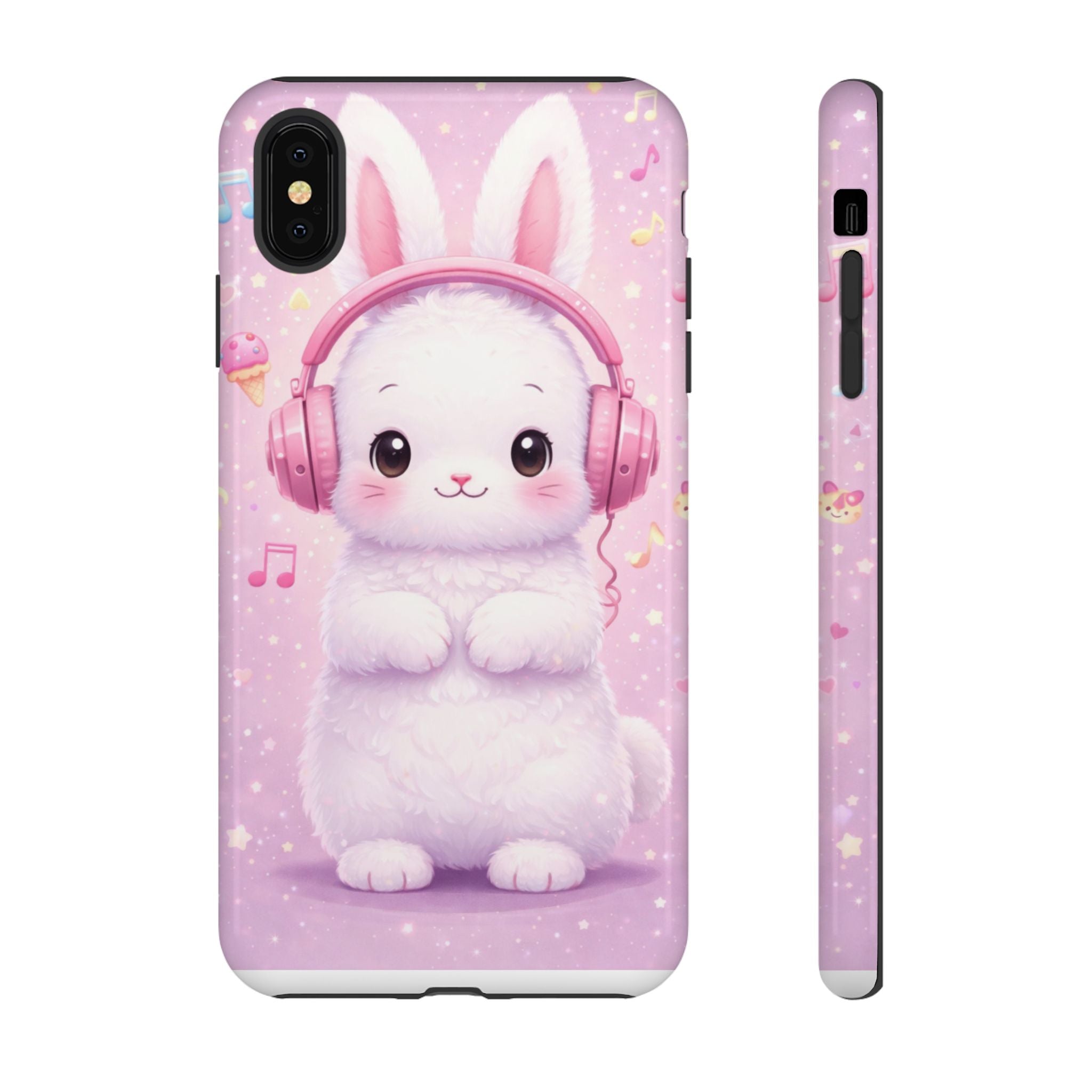 Pastel Bunny with Pink Headphones Phone Case | Dual-Layer Protective Case