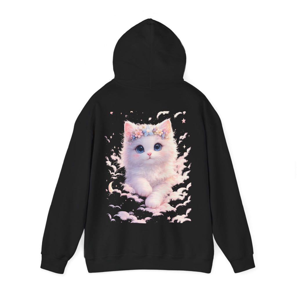 Stay Pawsitive Kitten Clouds Hoodie | Cute Pastel Cat Comfort Sweatshirt
